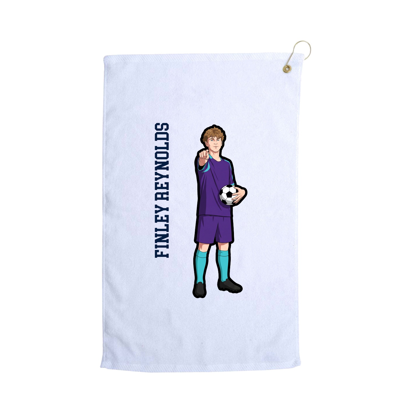 Golf Towel — Name Vertical in White