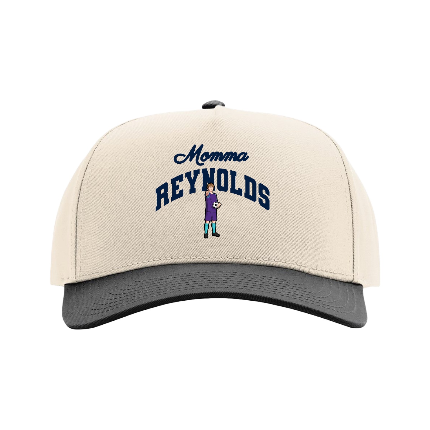 Full Fabric Five-Panel Champ Cap — Mothers Day Arch in Cream/Black