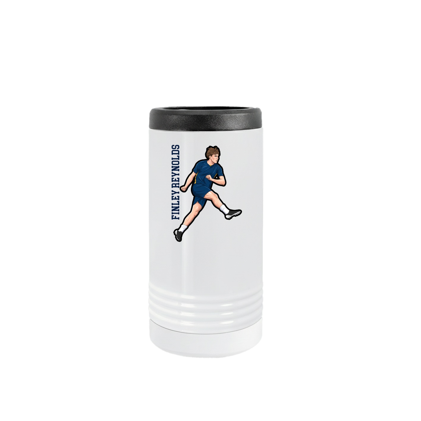 Slim Beverage Holder — Name Vertical in White