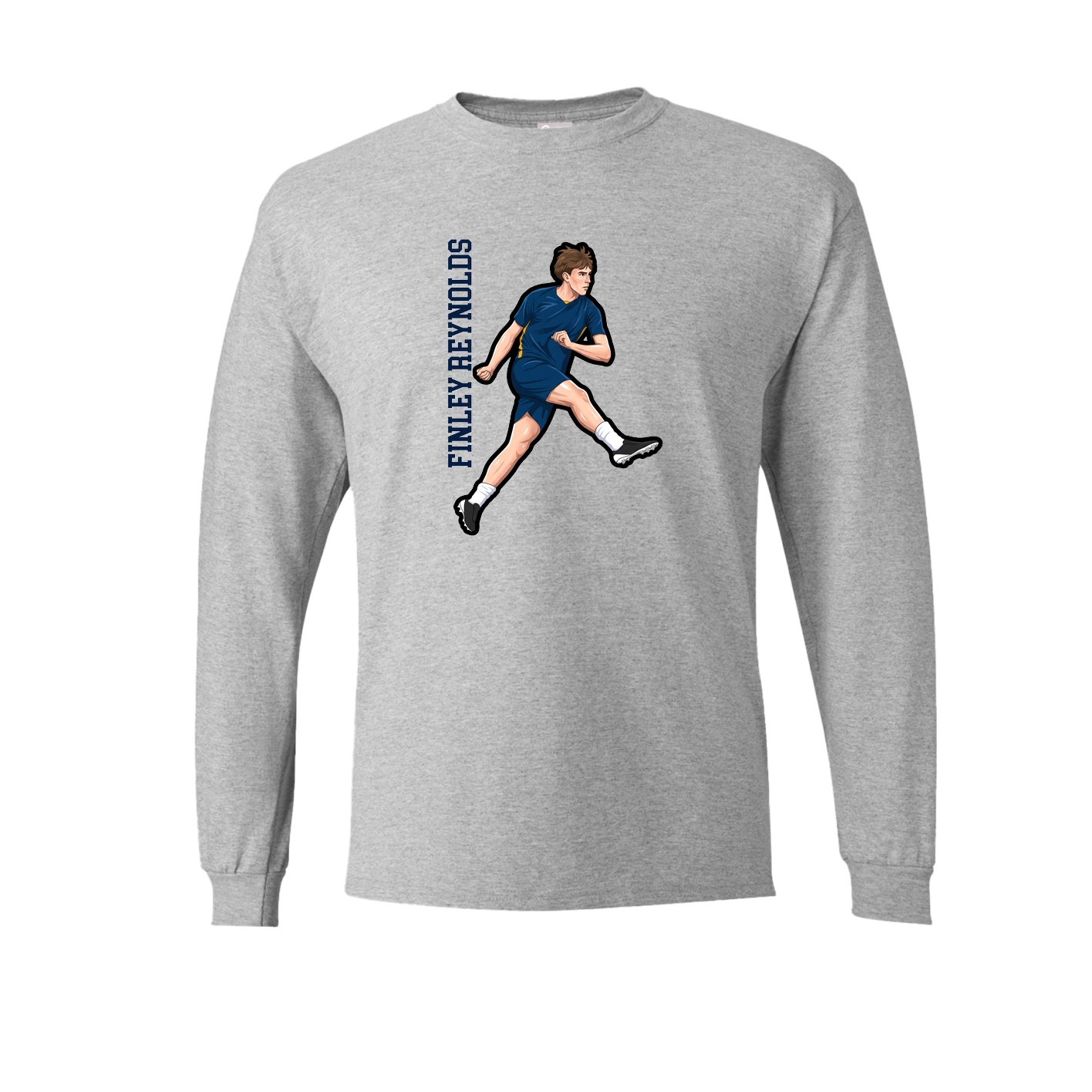 Long Sleeve Tee — Name Vertical in Grey
