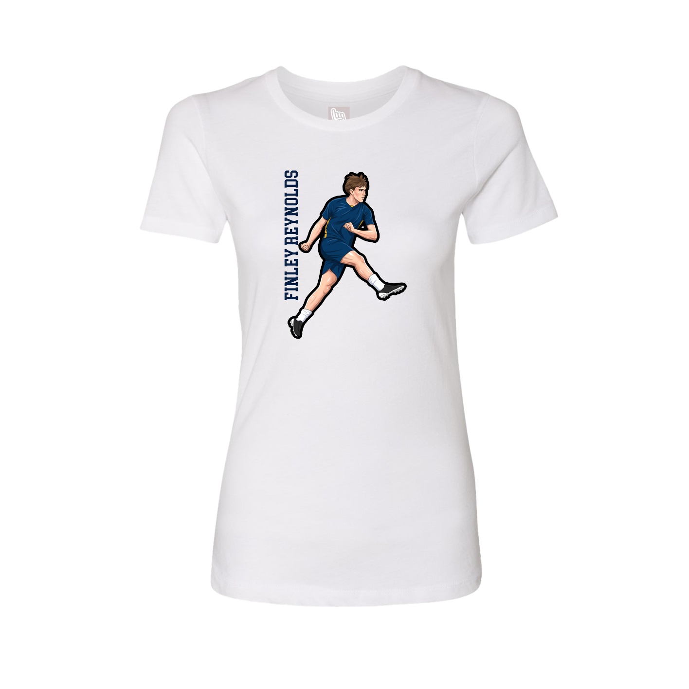 Fitted Women's Tee — Name Vertical in White
