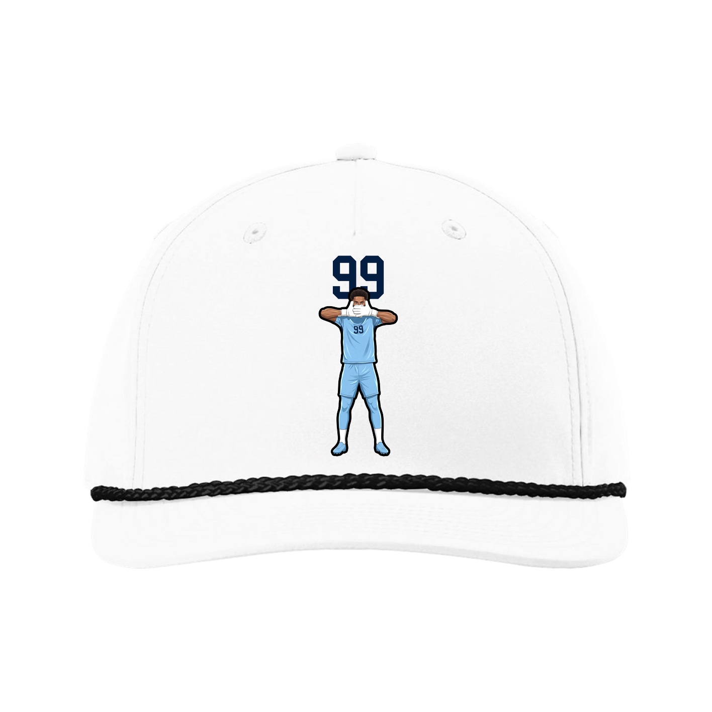 Five-Panel Classic Rope Cap — Number Top in White