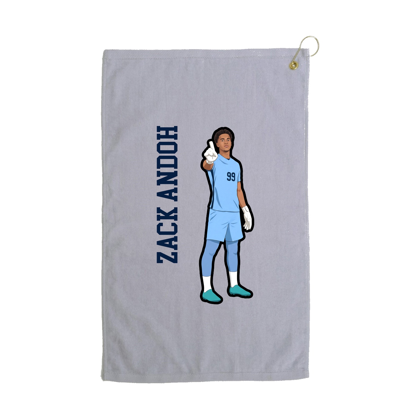 Golf Towel — Name Vertical in Grey