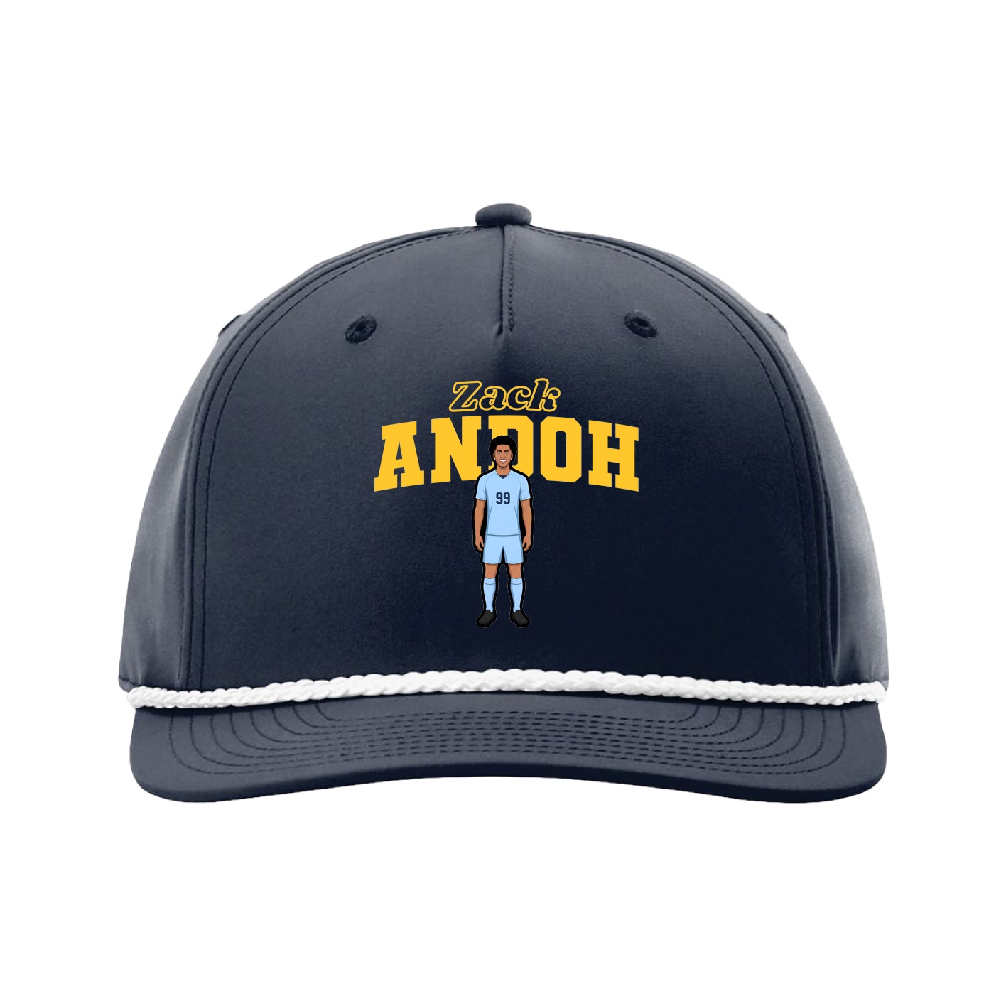 Five-Panel Classic Rope Cap — Name Arch in Navy