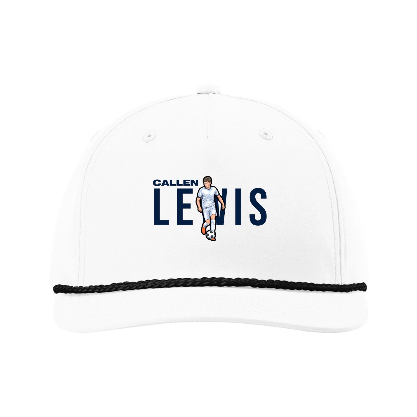 Five-Panel Classic Rope Cap — Player Name in White