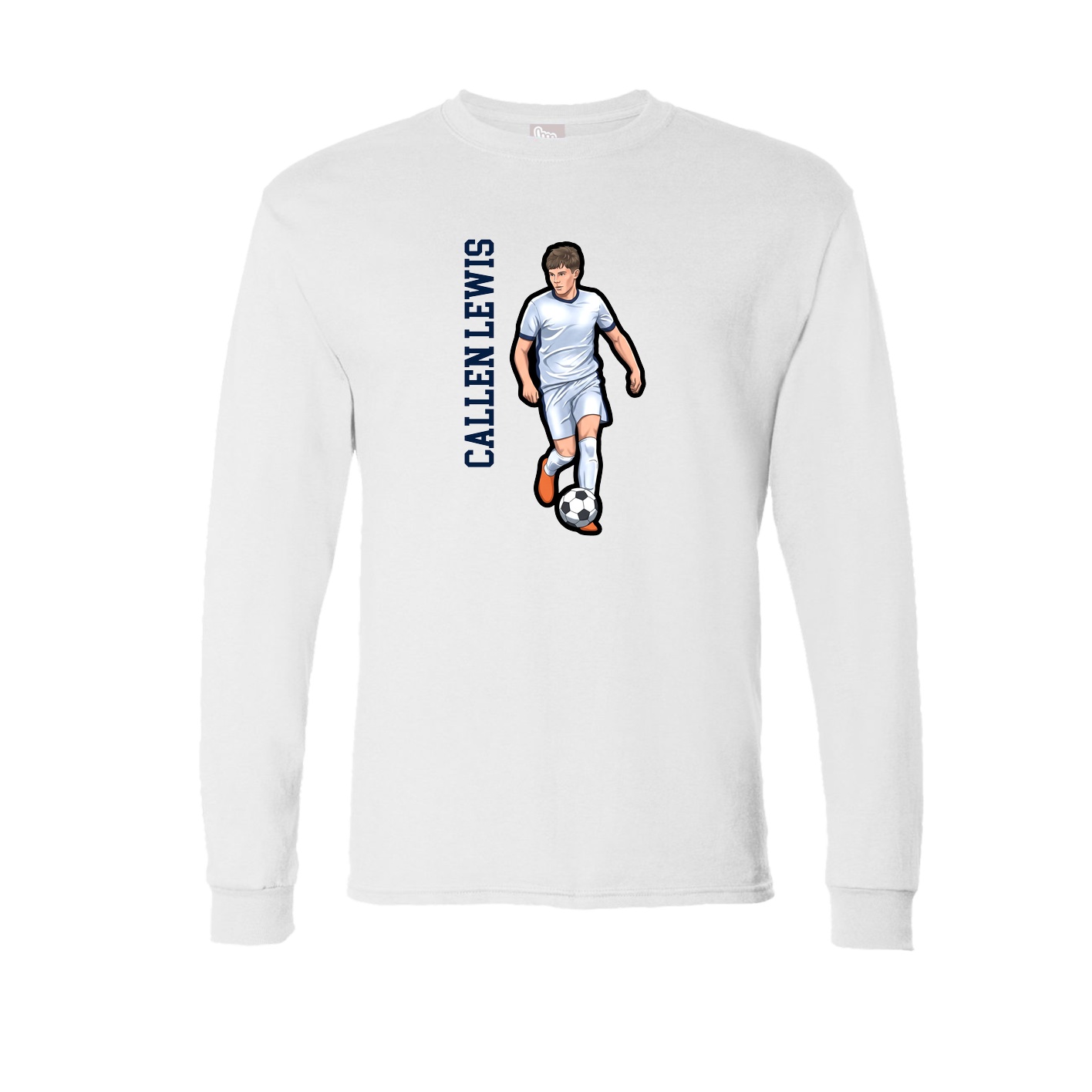 Long Sleeve Tee — Name Vertical in White