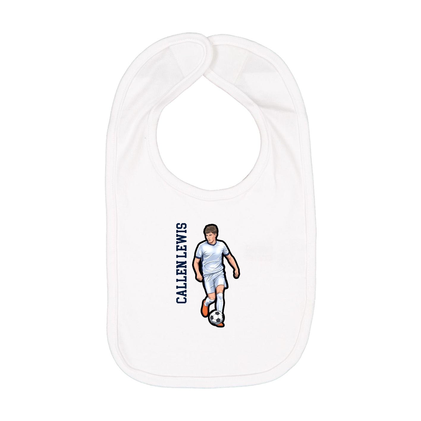 Infant Bib — Name Vertical in White