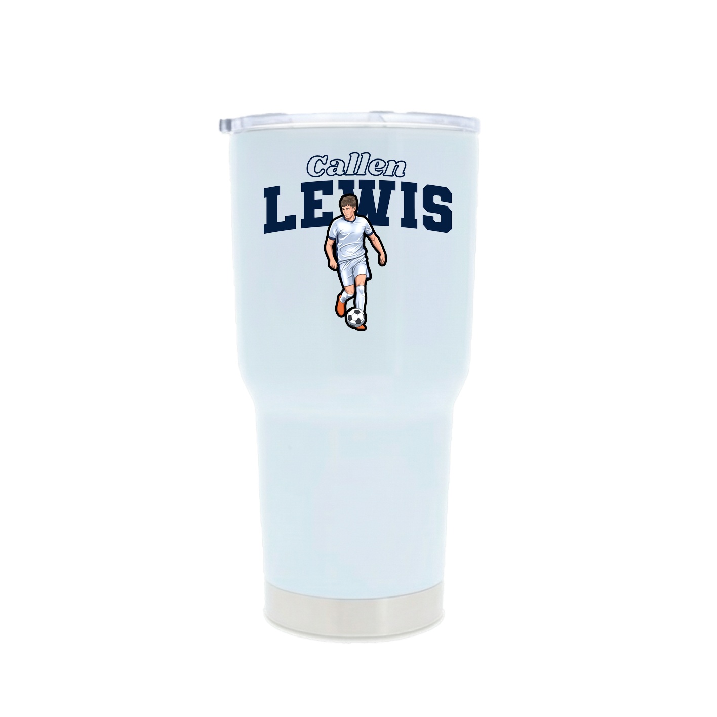 30oz Stainless Steel Tumbler — Name Arch in White