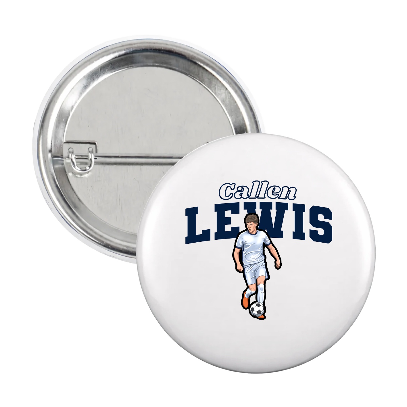 Game Day Button — Name Arch in White