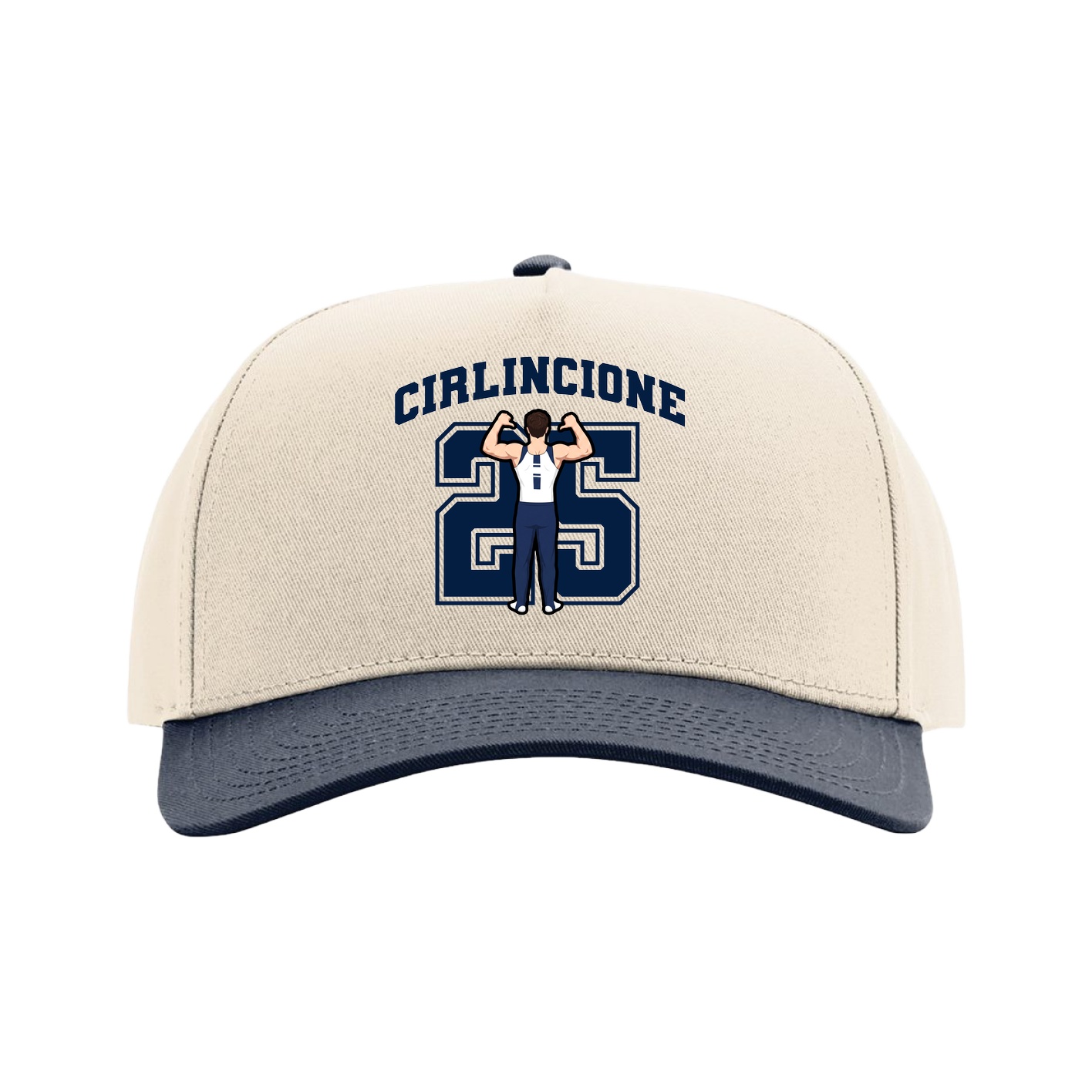 Full Fabric Five-Panel Champ Cap — Number in Cream/Navy