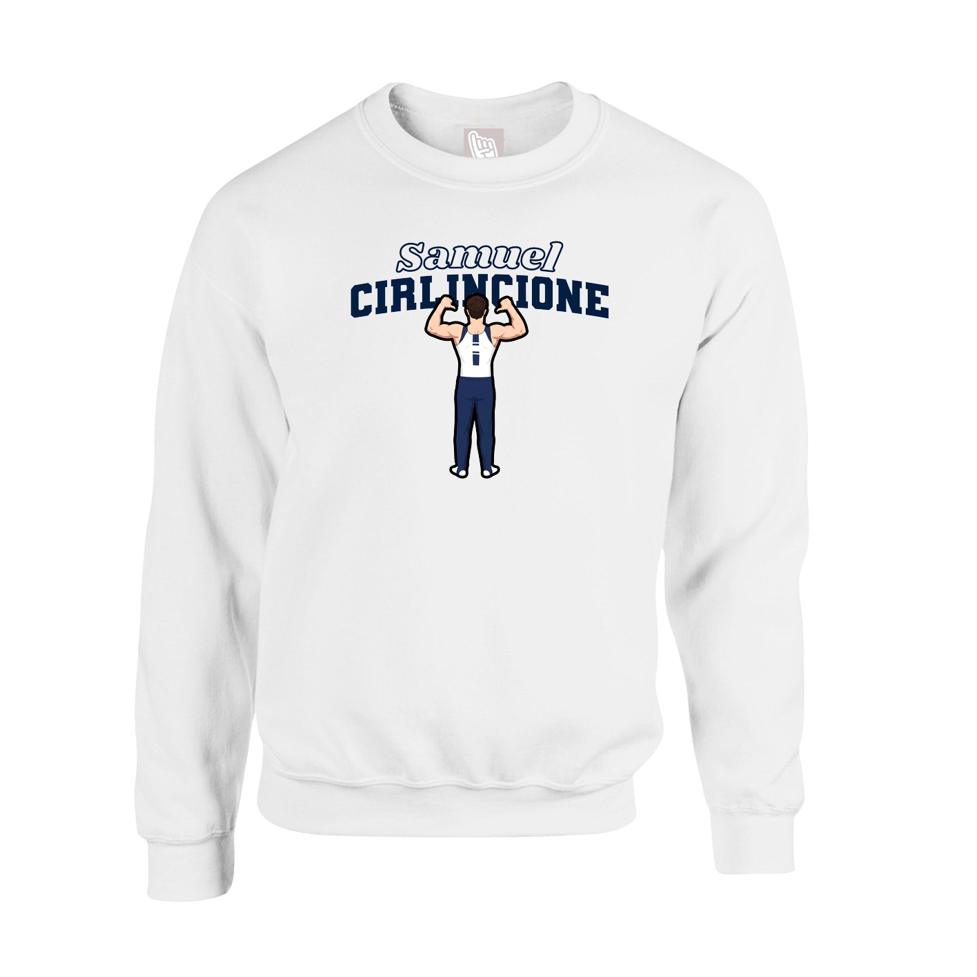 Fleece Crew — Name Arch in White