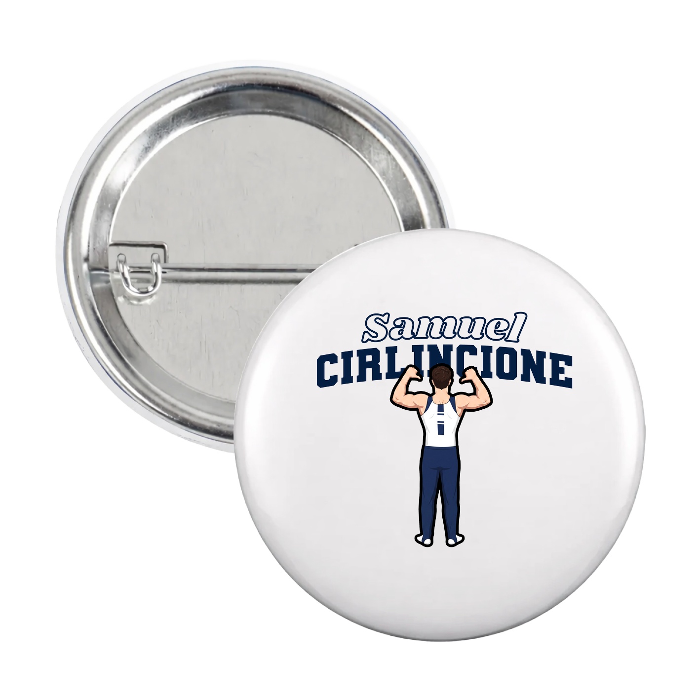 Game Day Button — Name Arch in White