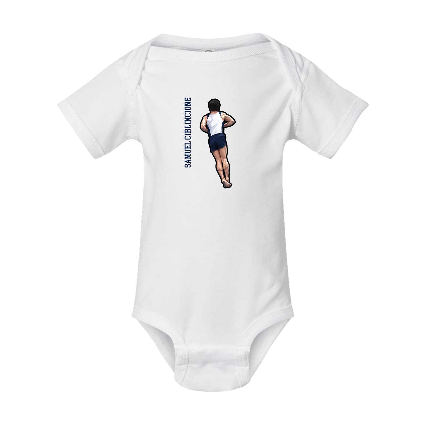 Baby Onesie — Name Vertical in White