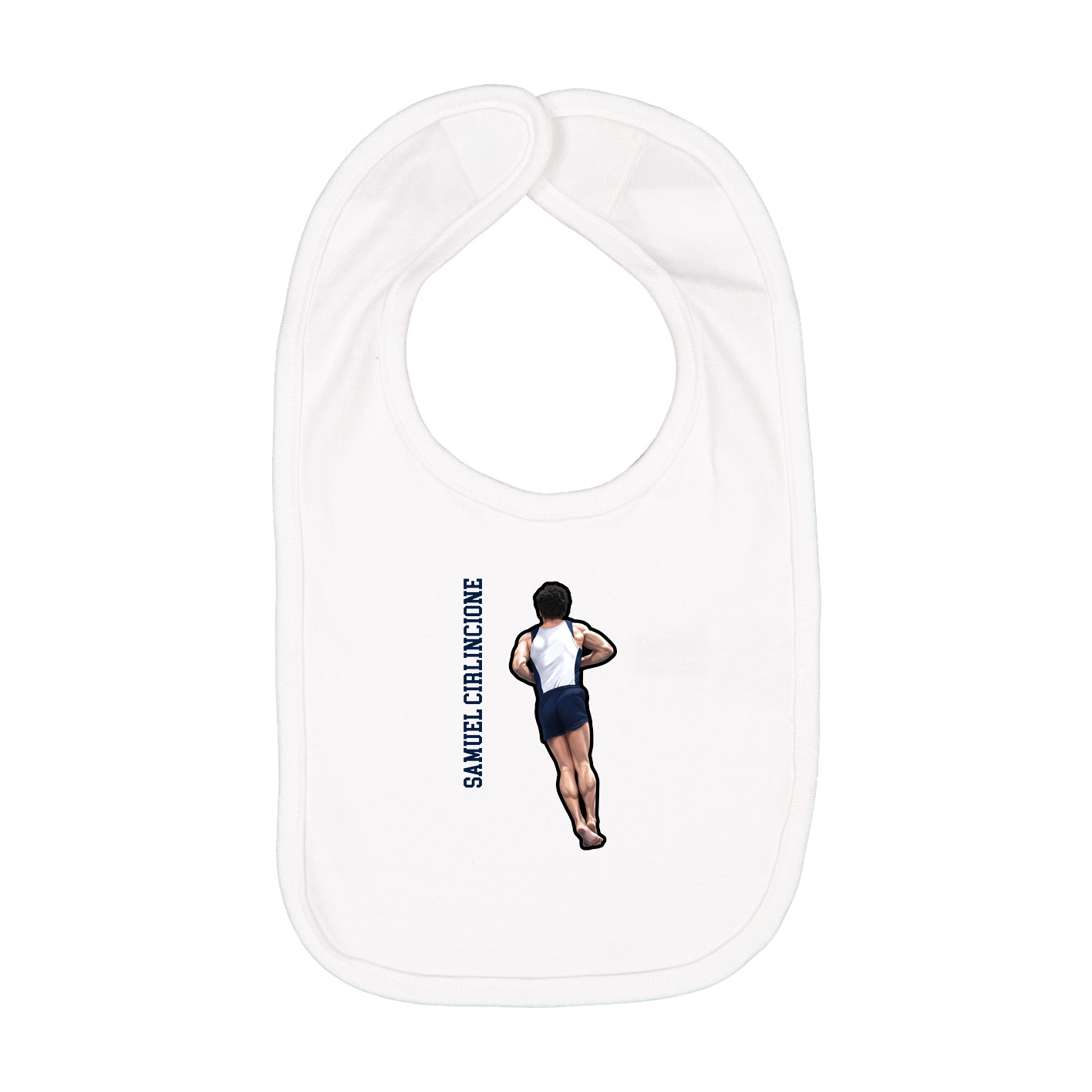 Infant Bib — Name Vertical in White