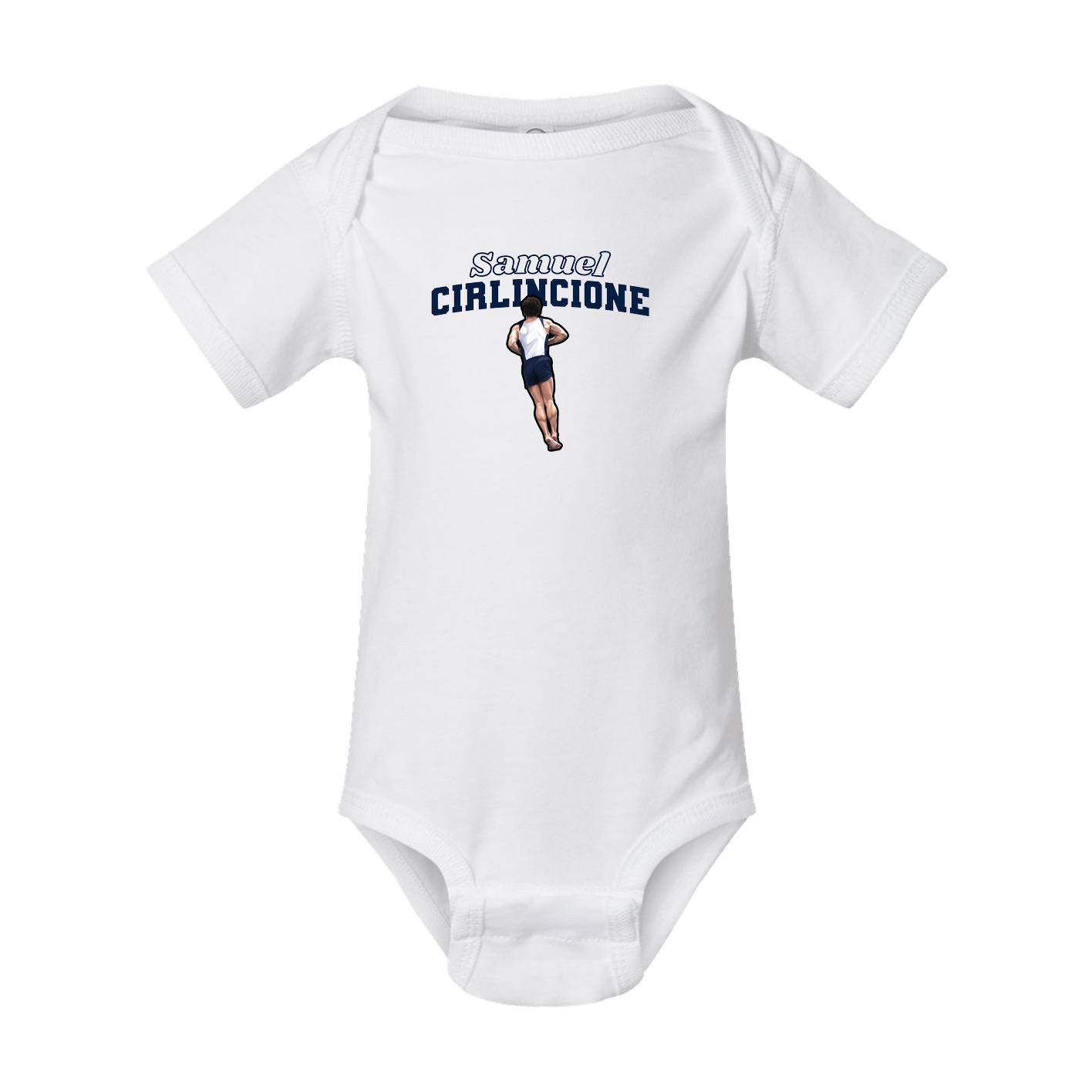 Baby Onesie — Name Arch in White