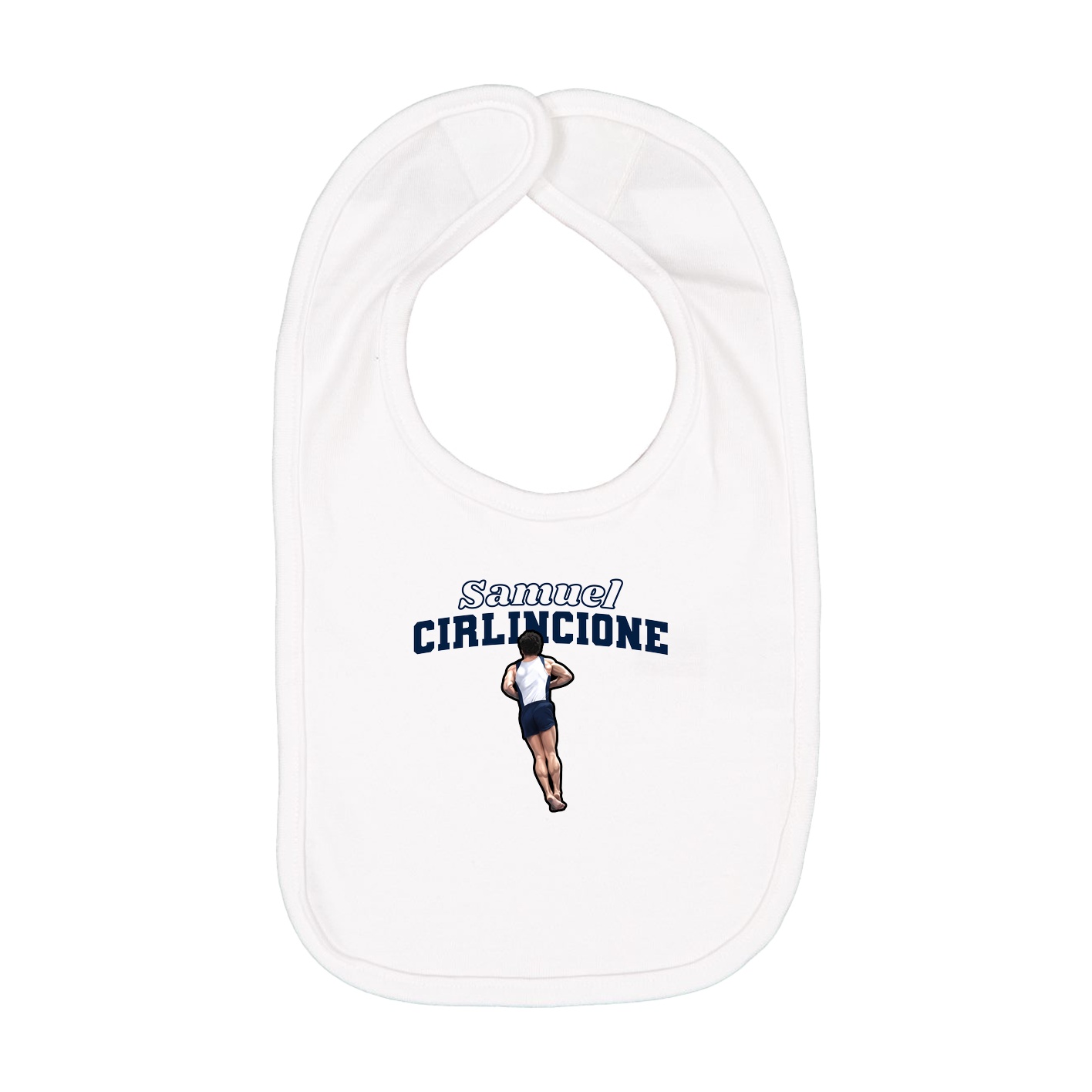 Infant Bib — Name Arch in White