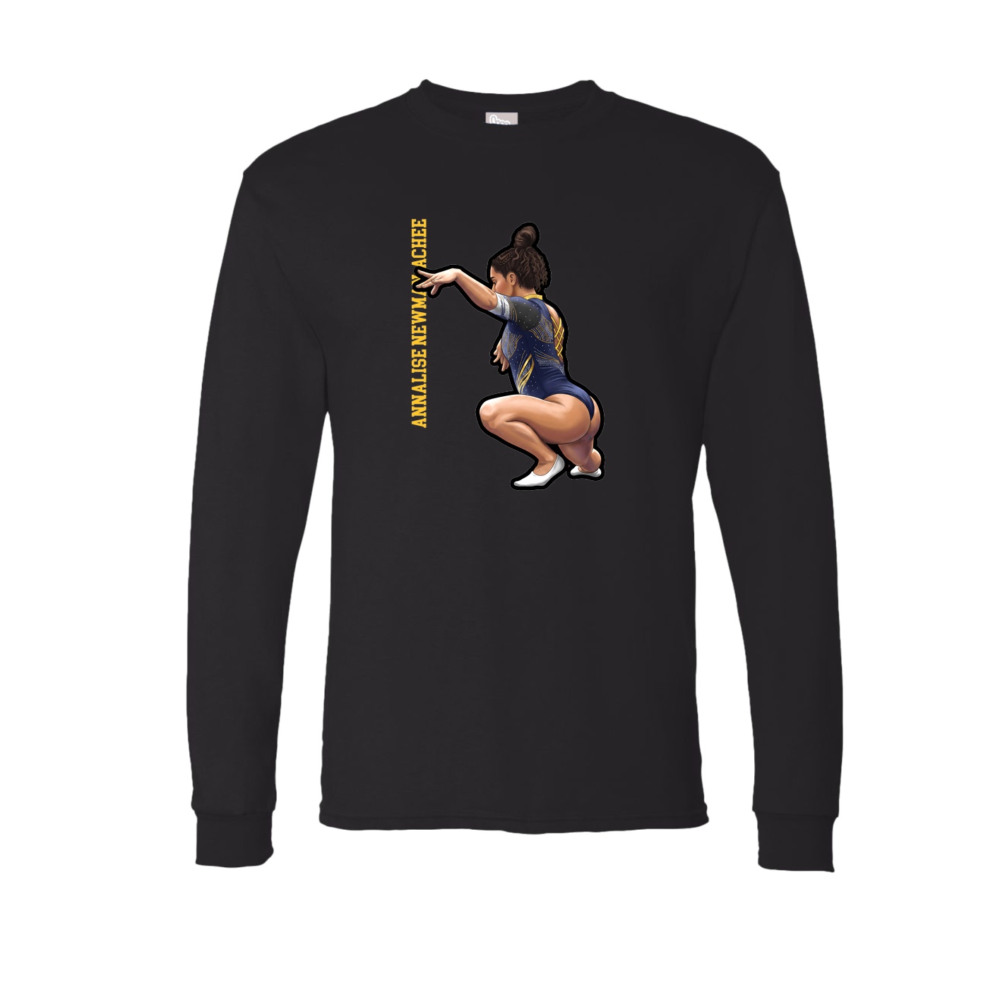 Long Sleeve Tee — Name Vertical in Black