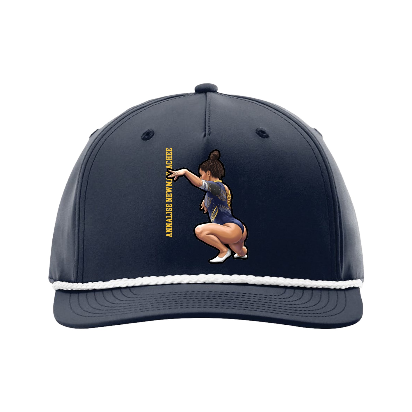 Five-Panel Classic Rope Cap — Name Vertical in Navy