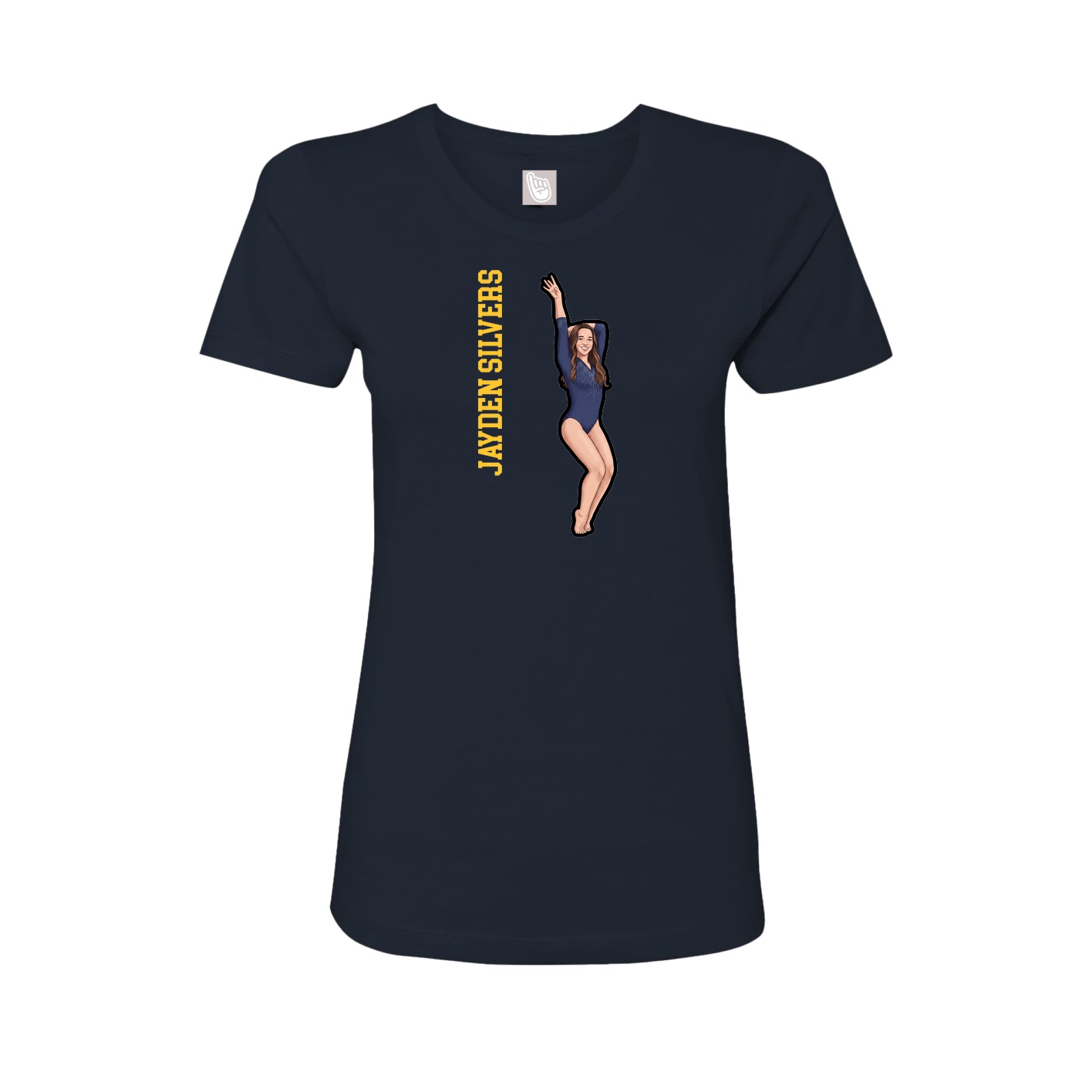 Fitted Women's Tee — Name Vertical in Navy