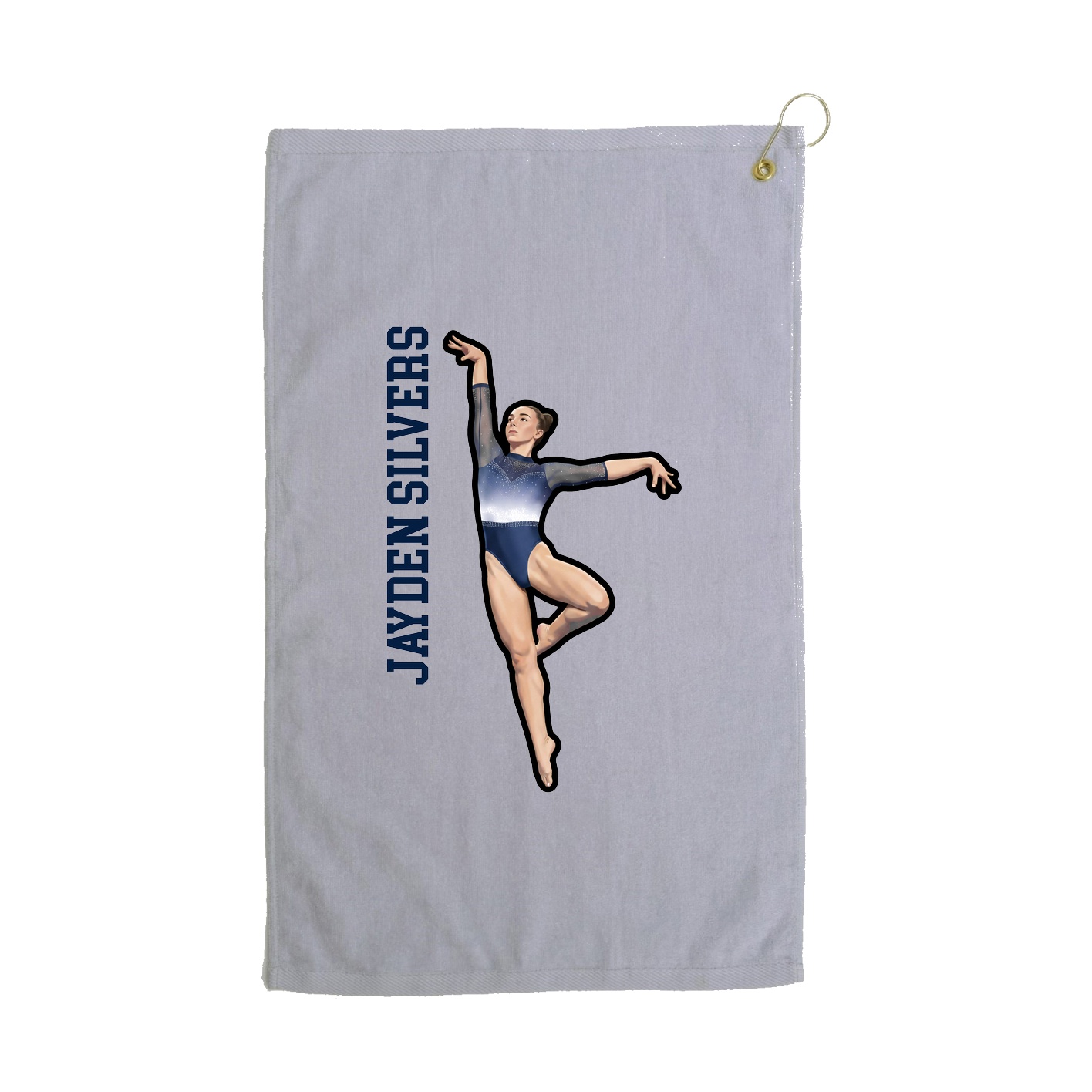 Golf Towel — Name Vertical in Grey