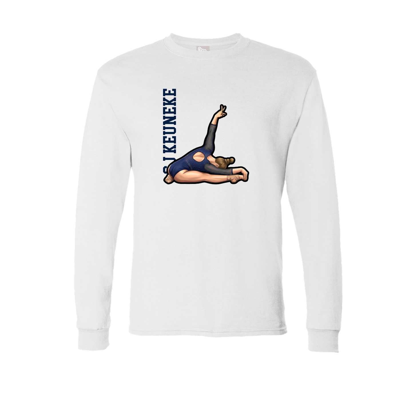Long Sleeve Tee — Name Vertical in White