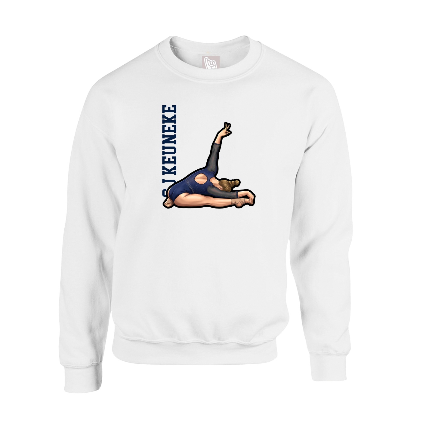Fleece Crew — Name Vertical in White