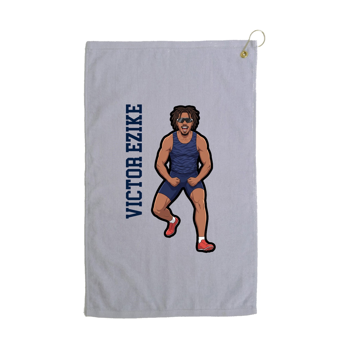 Golf Towel — Name Vertical in Grey