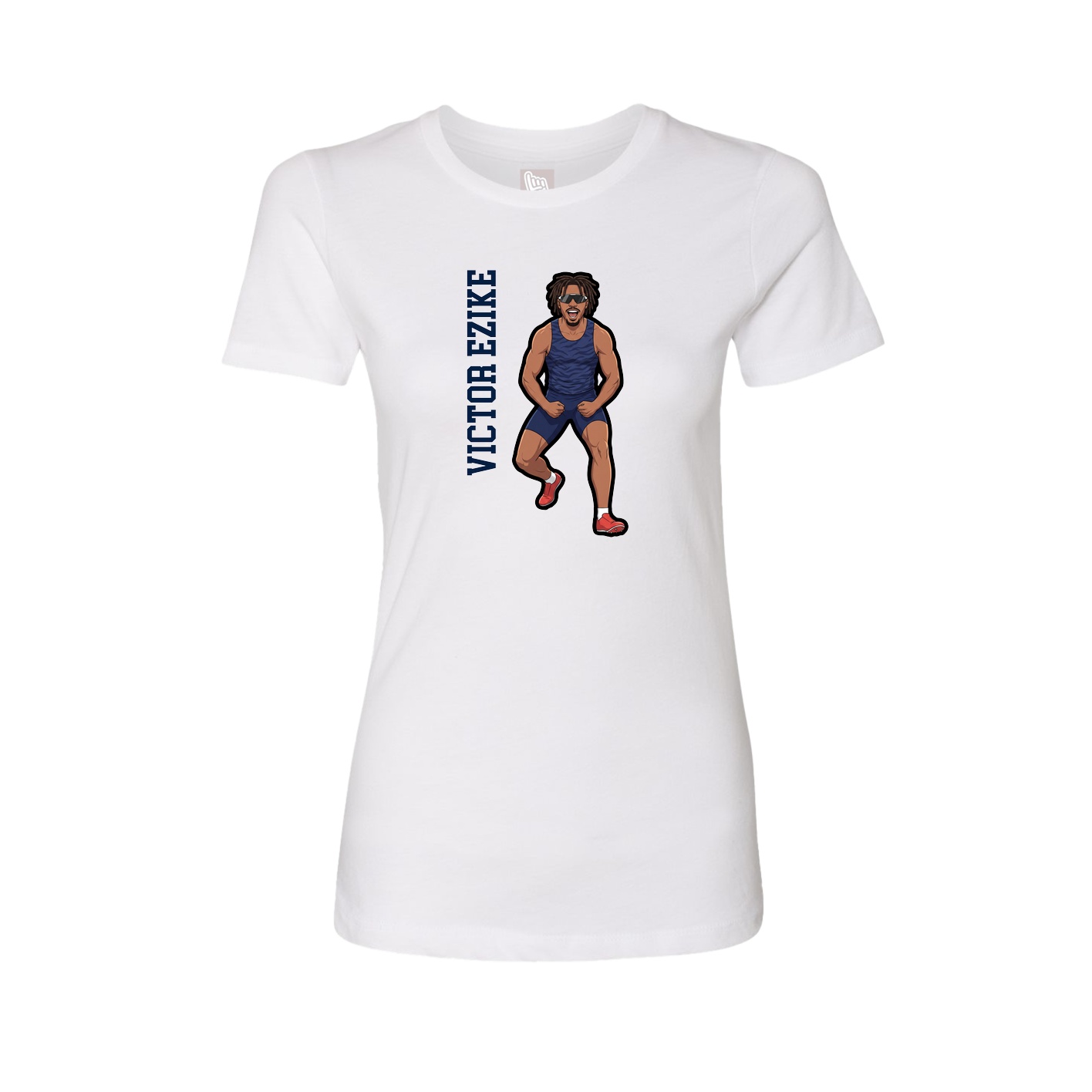 Fitted Women's Tee — Name Vertical in White