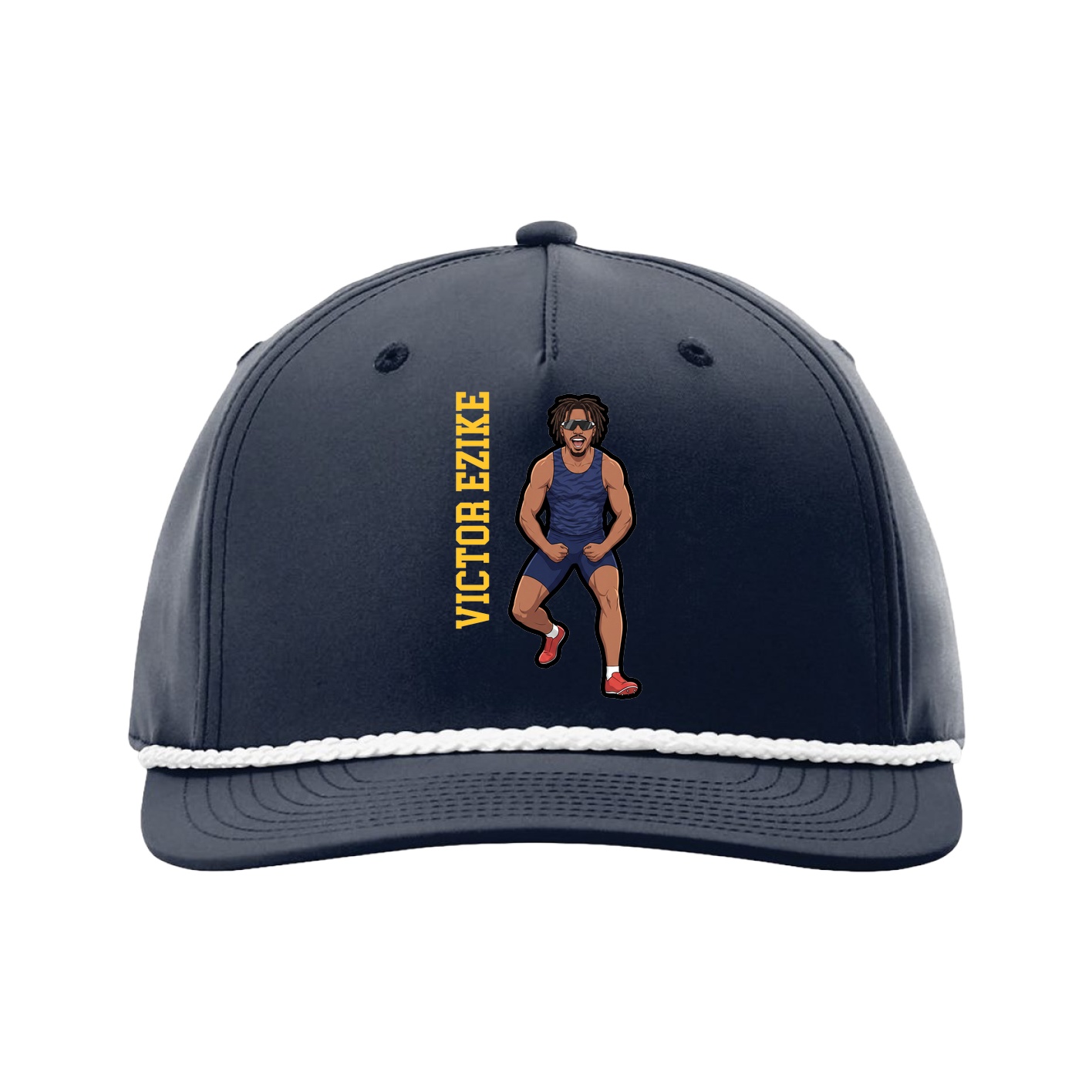 Five-Panel Classic Rope Cap — Name Vertical in Navy