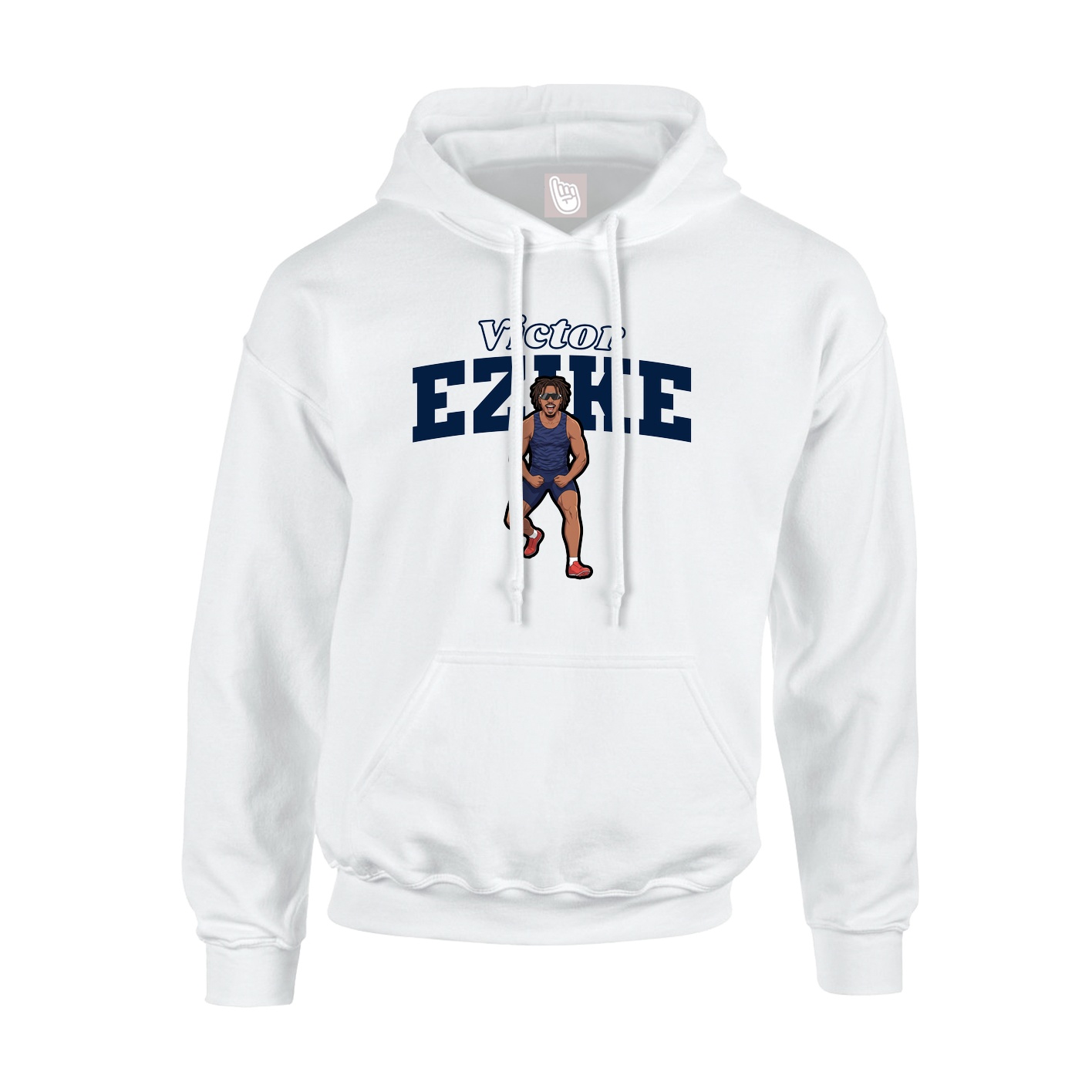 Youth Hoodie — Name Arch in White