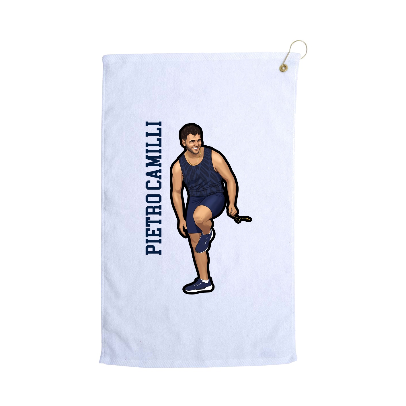 Golf Towel — Name Vertical in White