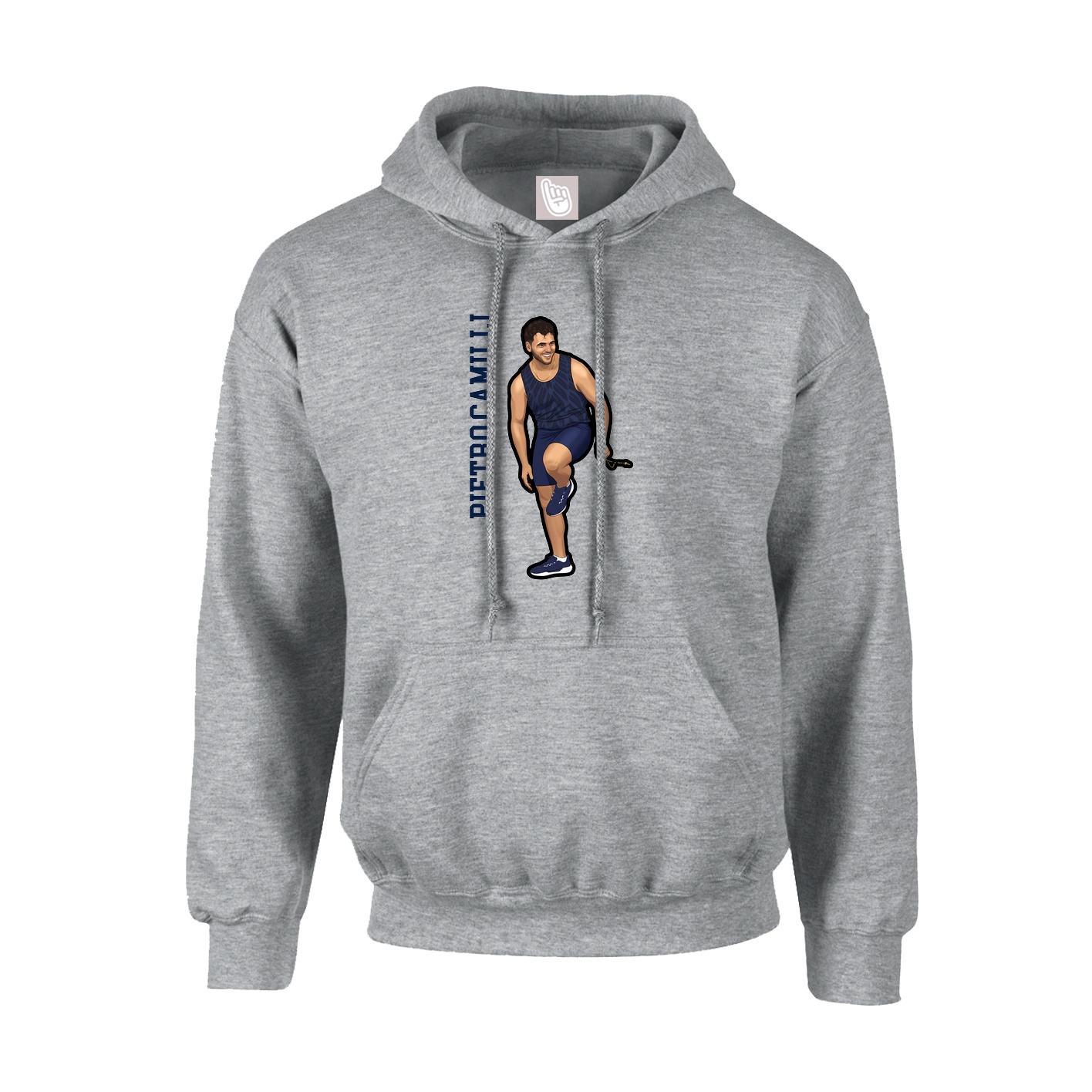 Hoodie — Name Vertical in Grey