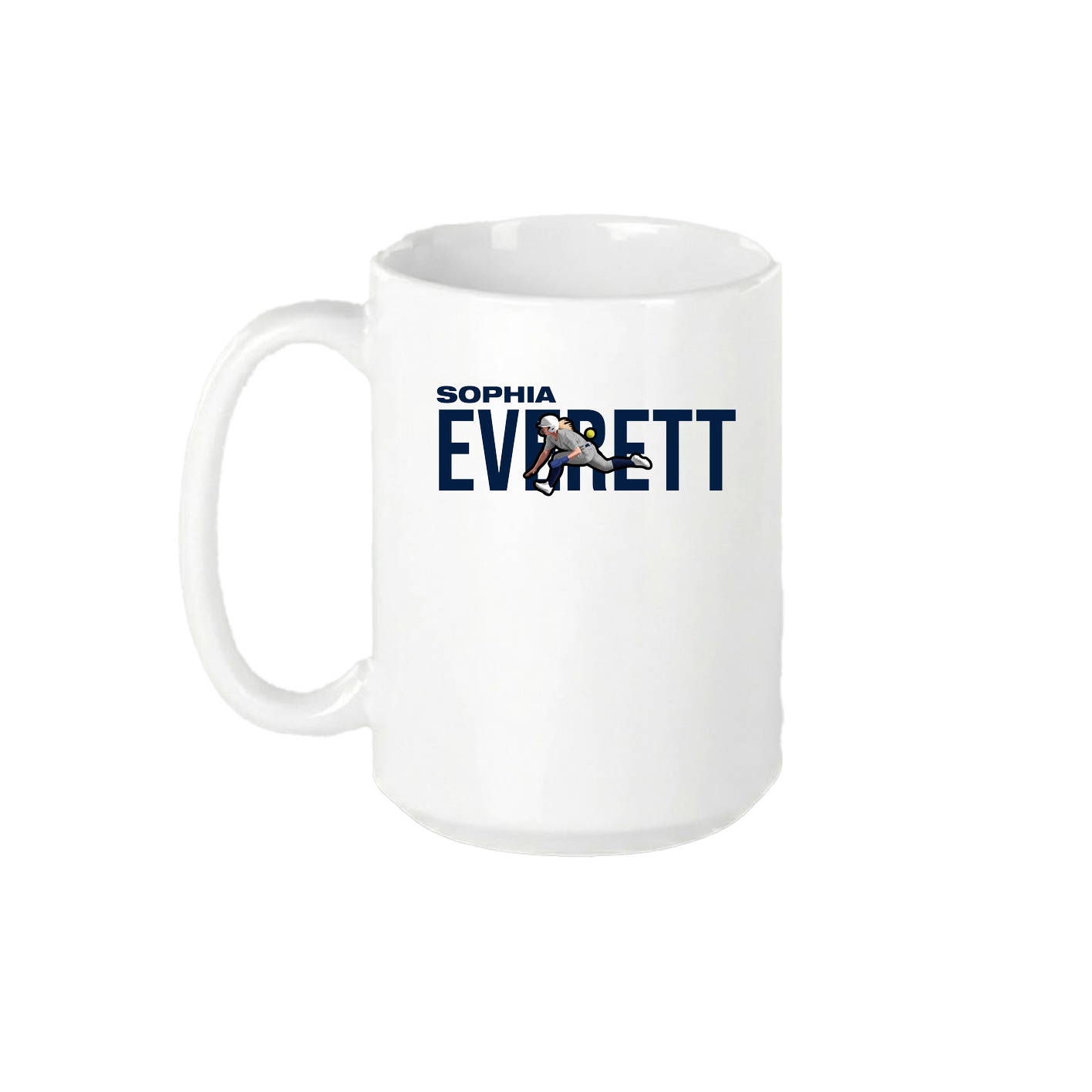 15oz Coffee Mug — Player Name in White