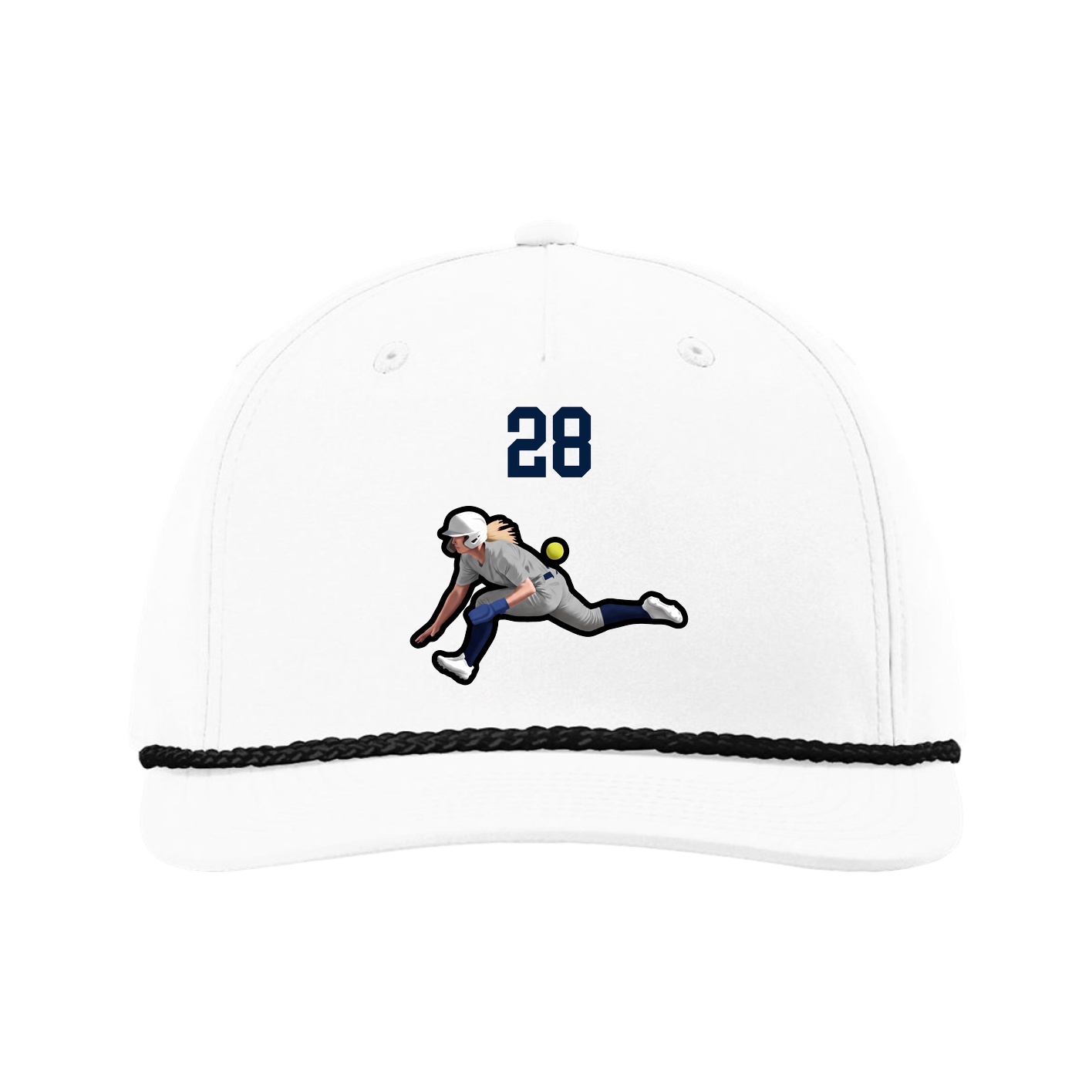 Five-Panel Classic Rope Cap — Number Top in White