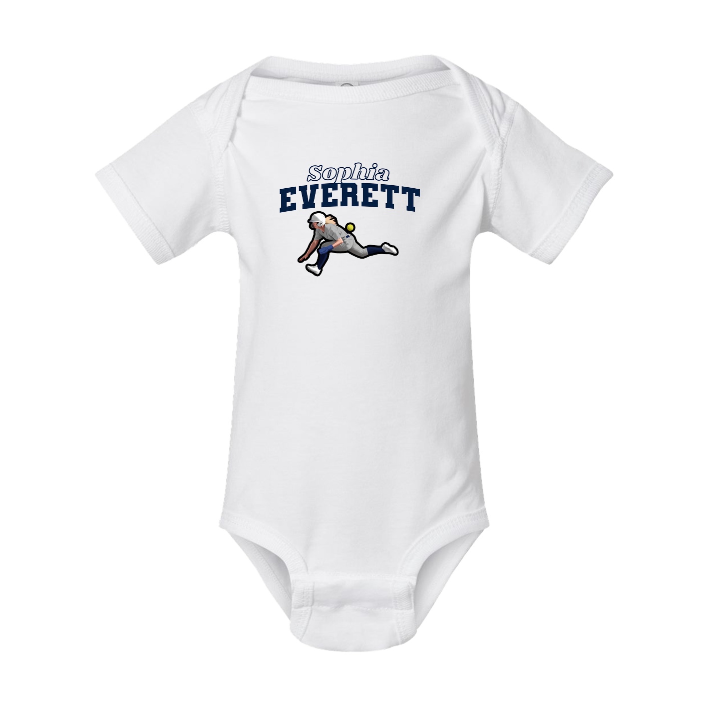 Baby Onesie — Name Arch in White