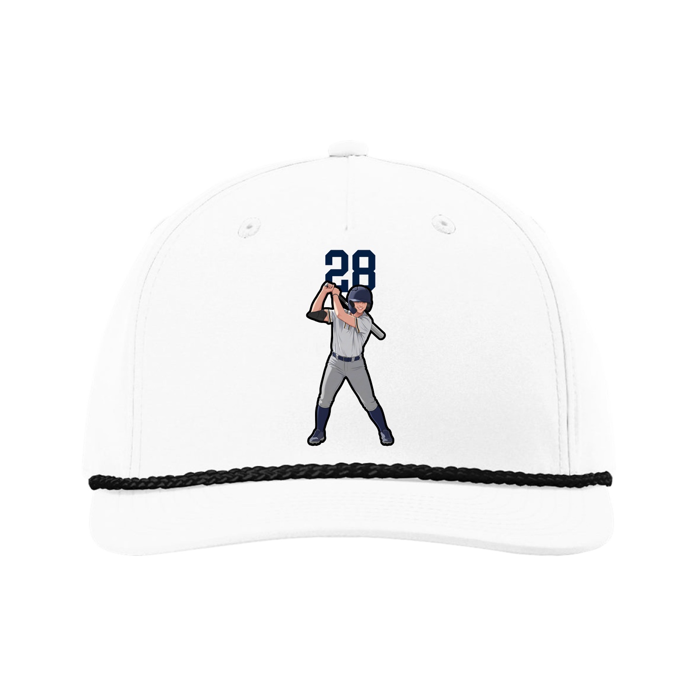 Five-Panel Classic Rope Cap — Number Top in White