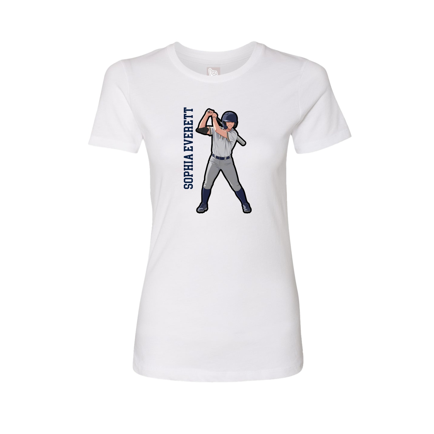Fitted Women's Tee — Name Vertical in White