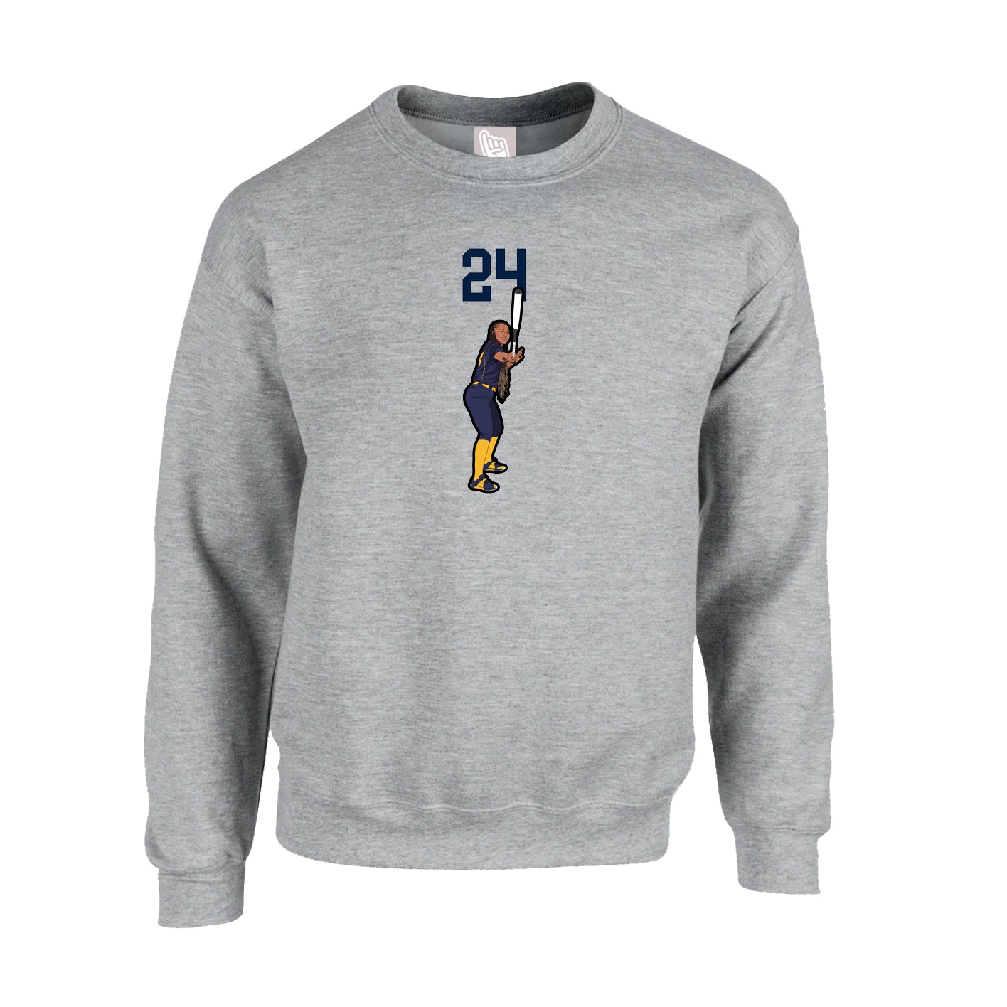 Fleece Crew — Number Top in Grey