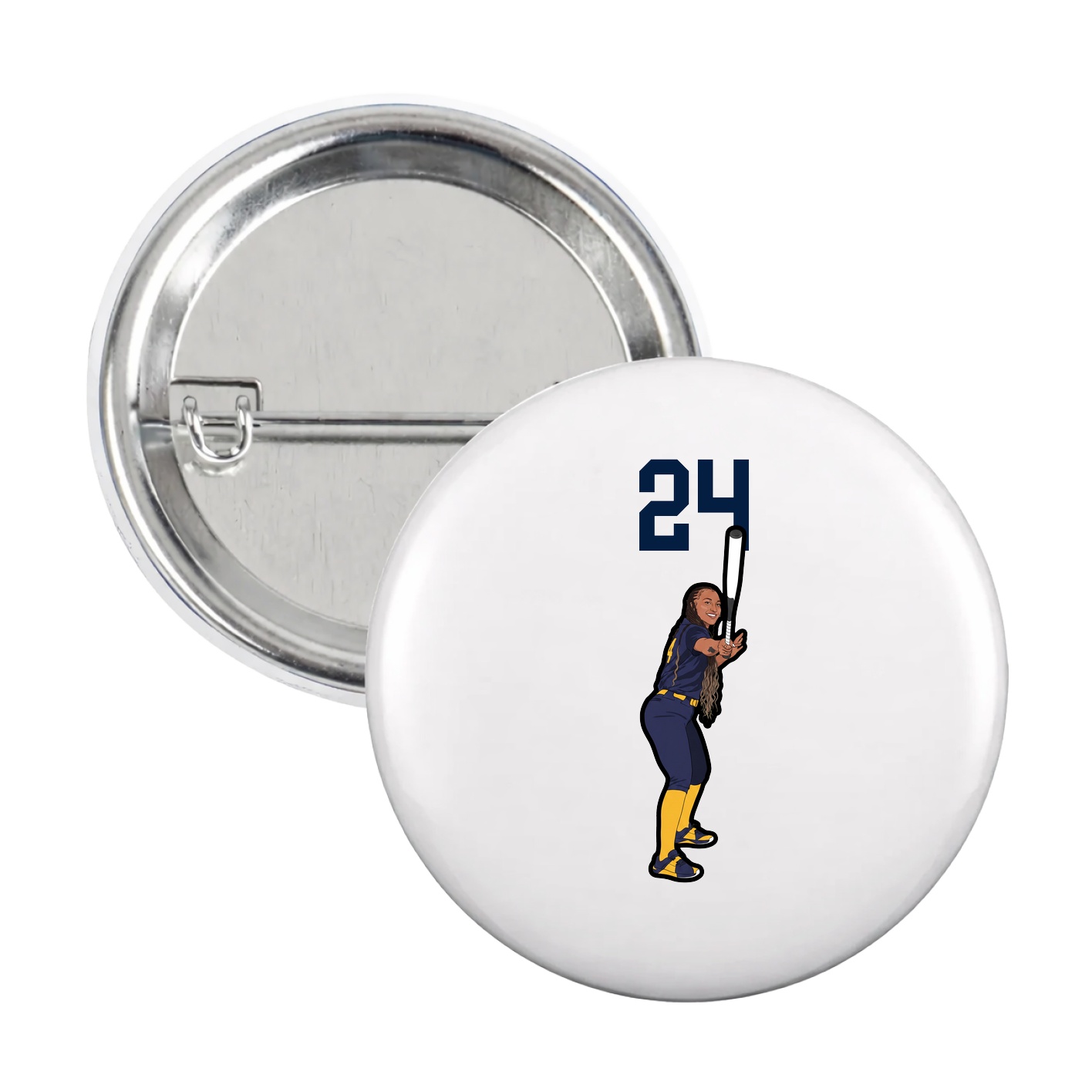 Game Day Button — Number Top in White