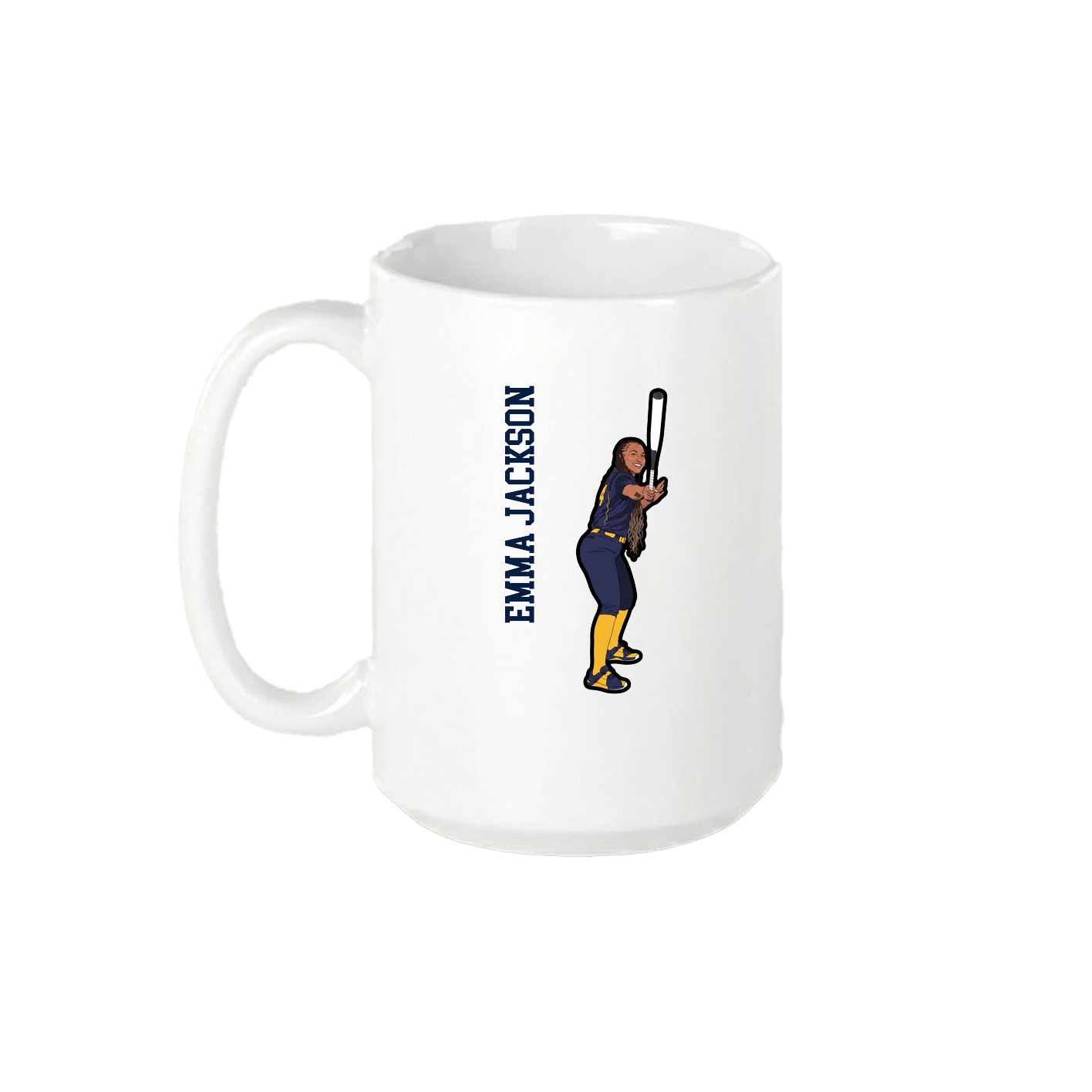15oz Coffee Mug — Name Vertical in White