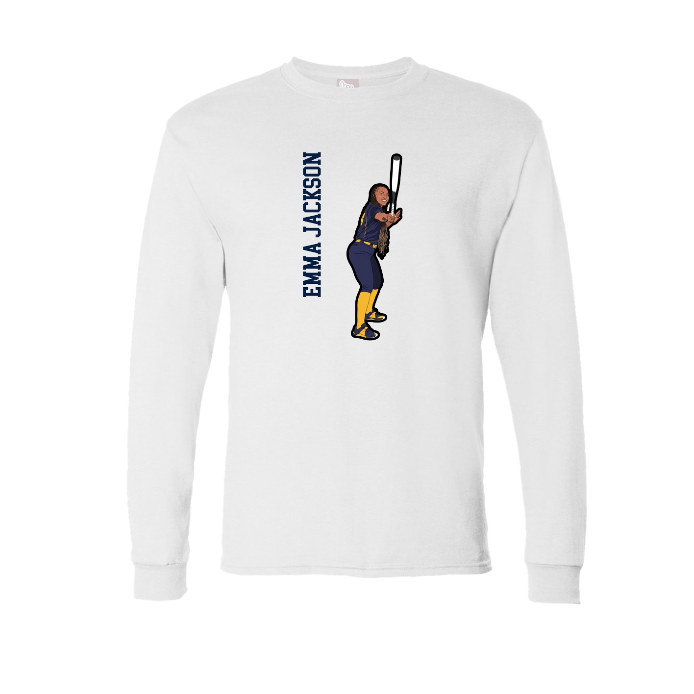 Long Sleeve Tee — Name Vertical in White