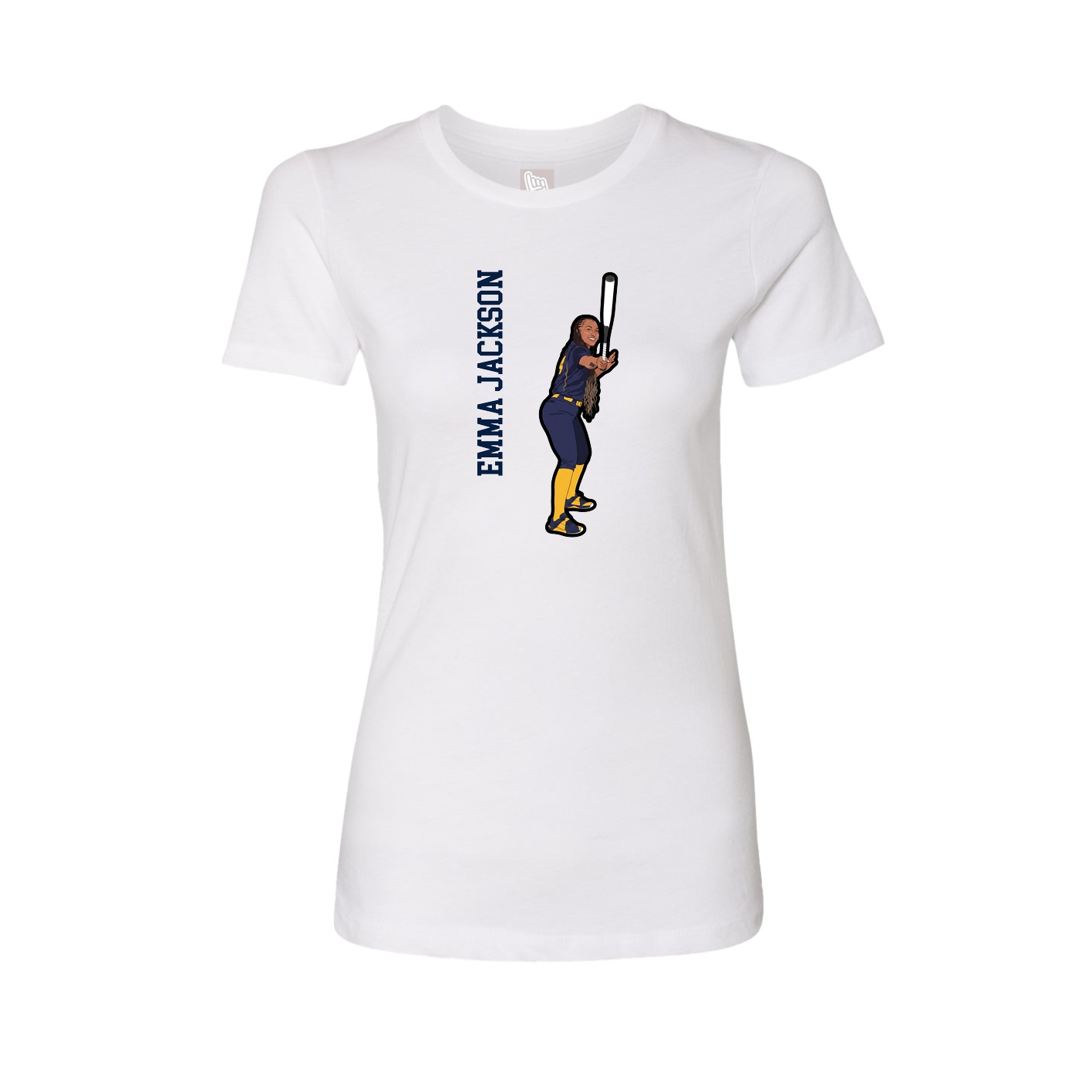 Fitted Women's Tee — Name Vertical in White