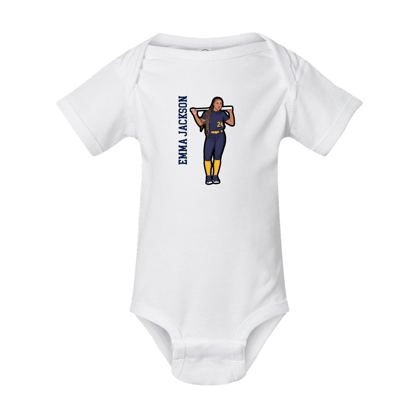 Baby Onesie — Name Vertical in White