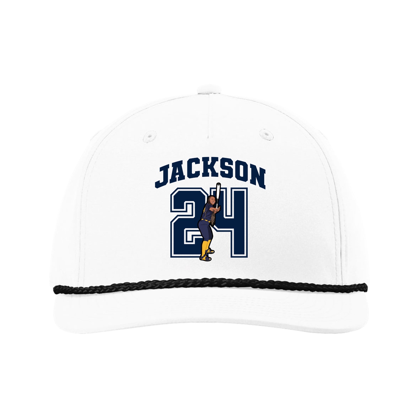 Five-Panel Classic Rope Cap — Number in White