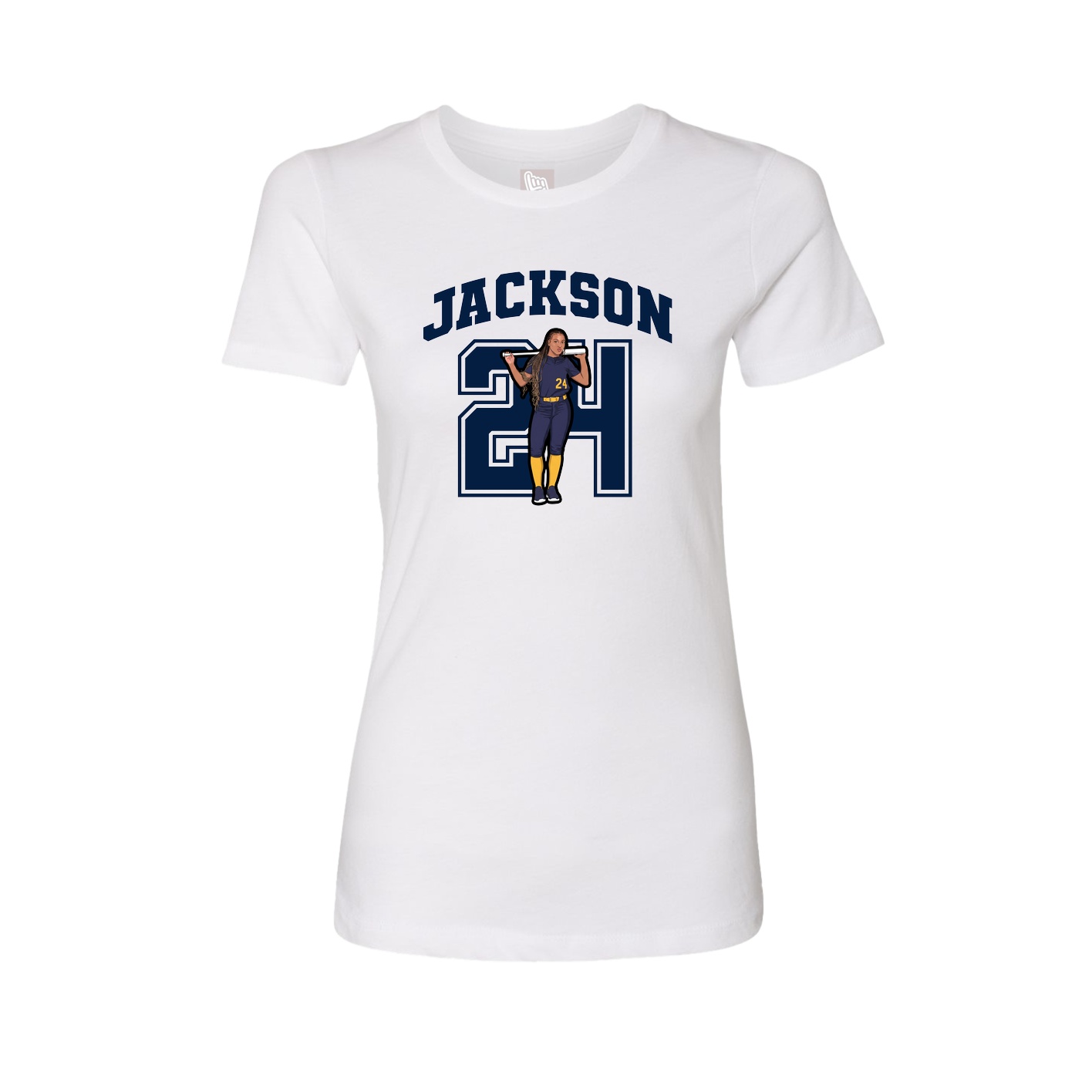 Fitted Women's Tee — Number in White