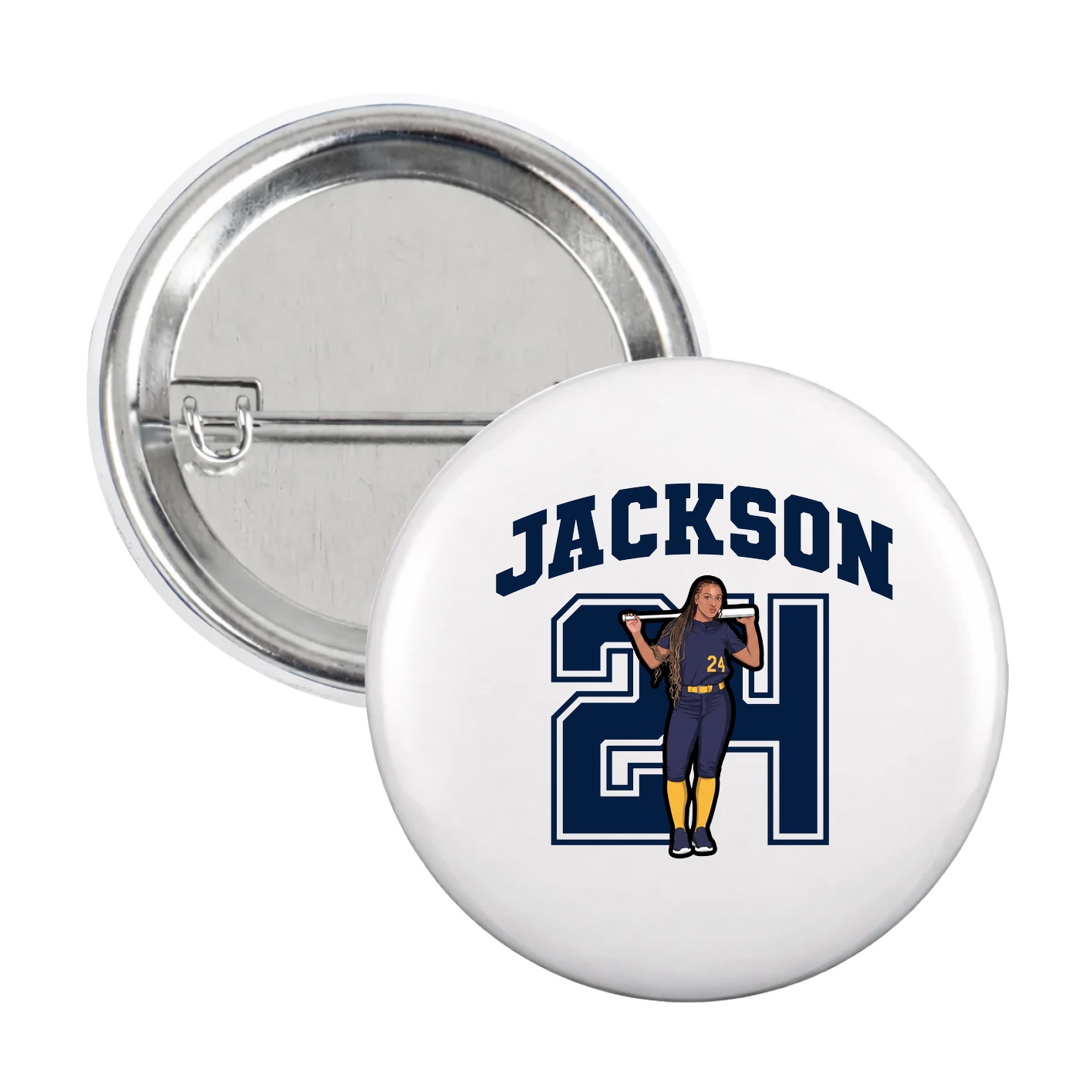 Game Day Button — Number in White