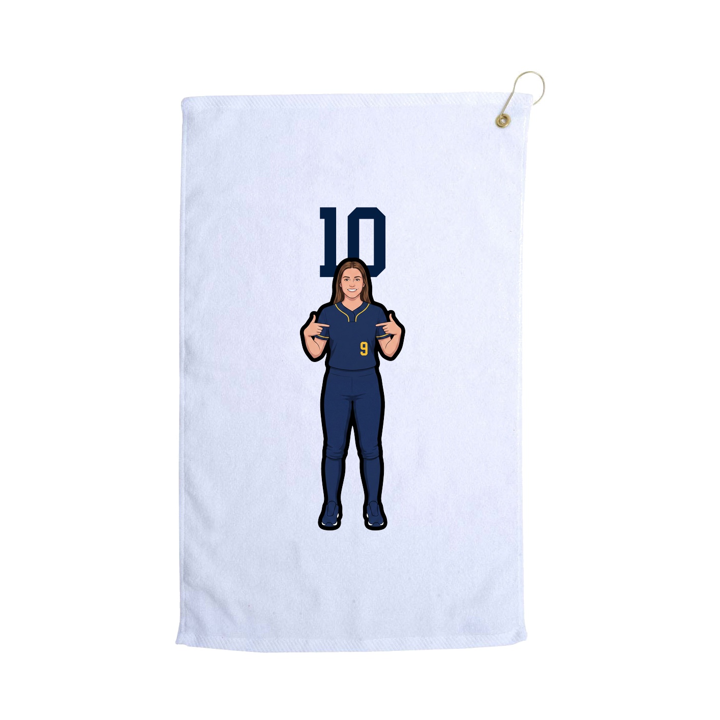 Golf Towel — Number Top in White