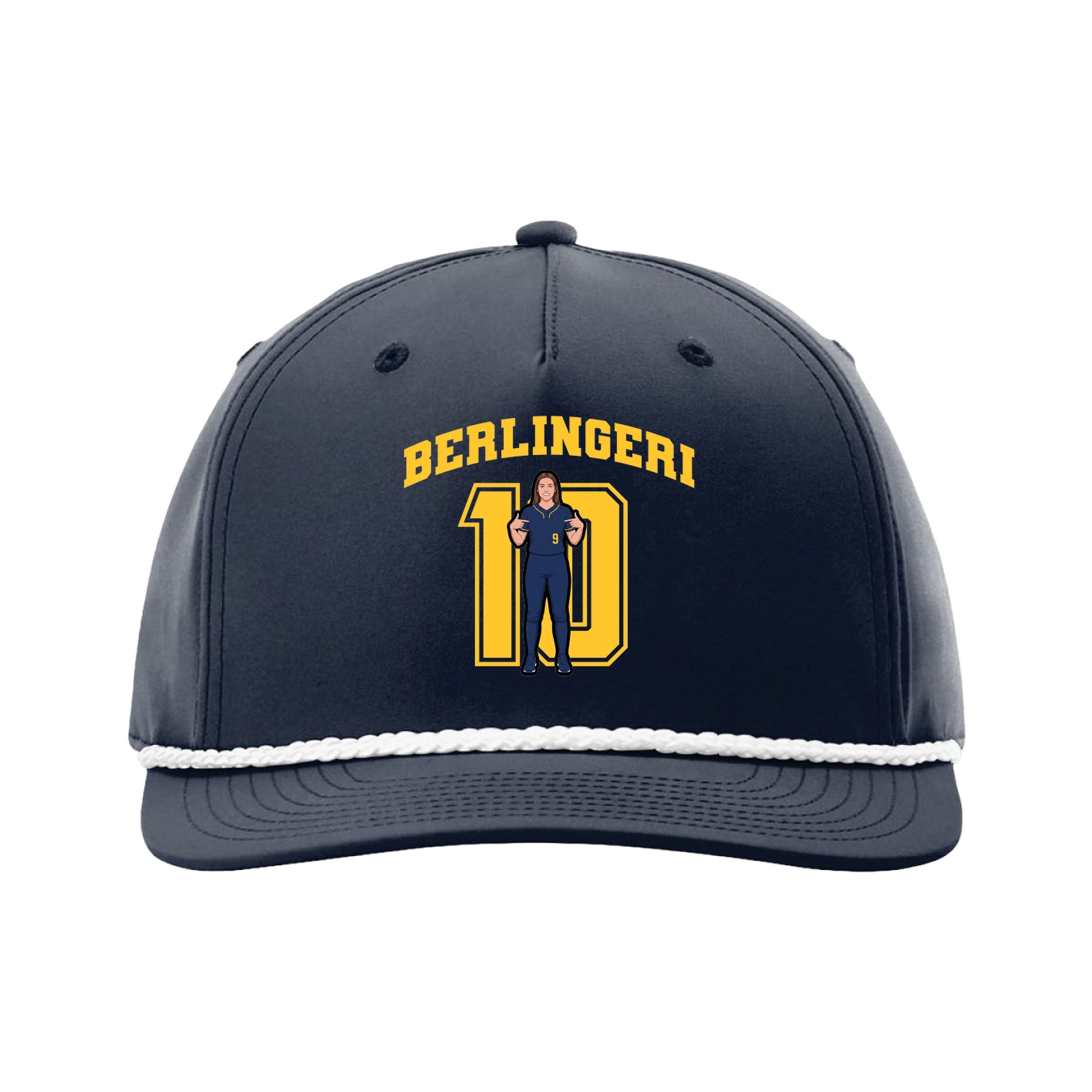 Five-Panel Classic Rope Cap — Number in Navy