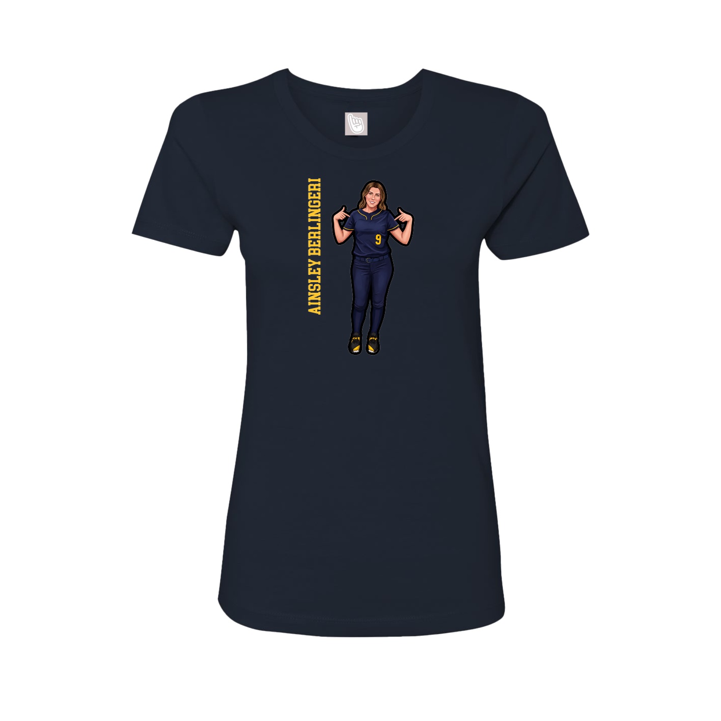 Fitted Women's Tee — Name Vertical in Navy