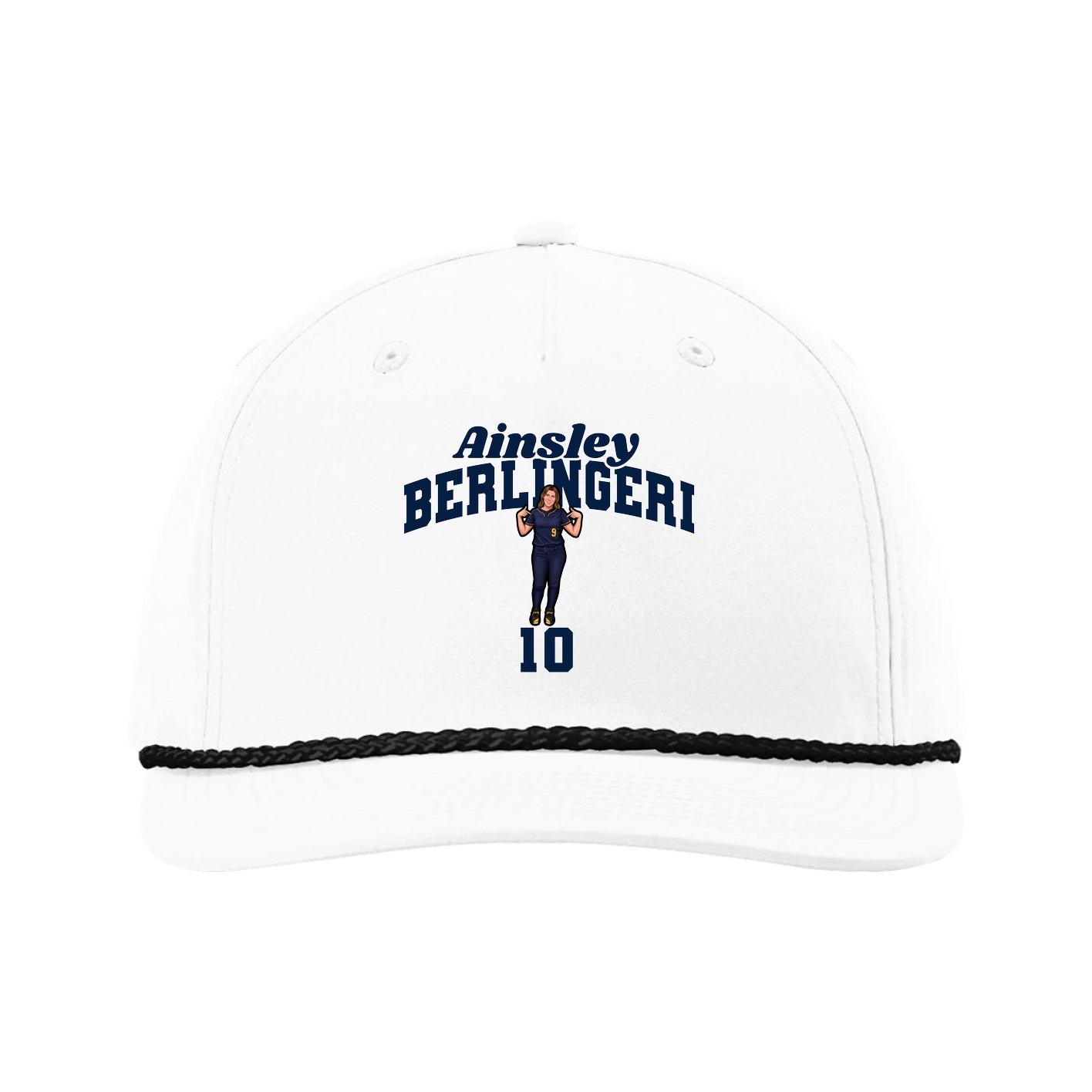Five-Panel Classic Rope Cap — Signature Arch in White